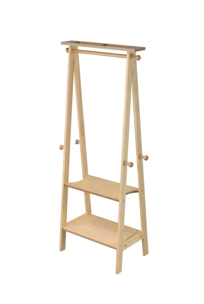 59" Tall Standing Garment Coat Rack Natural Finish Natural Wood california home