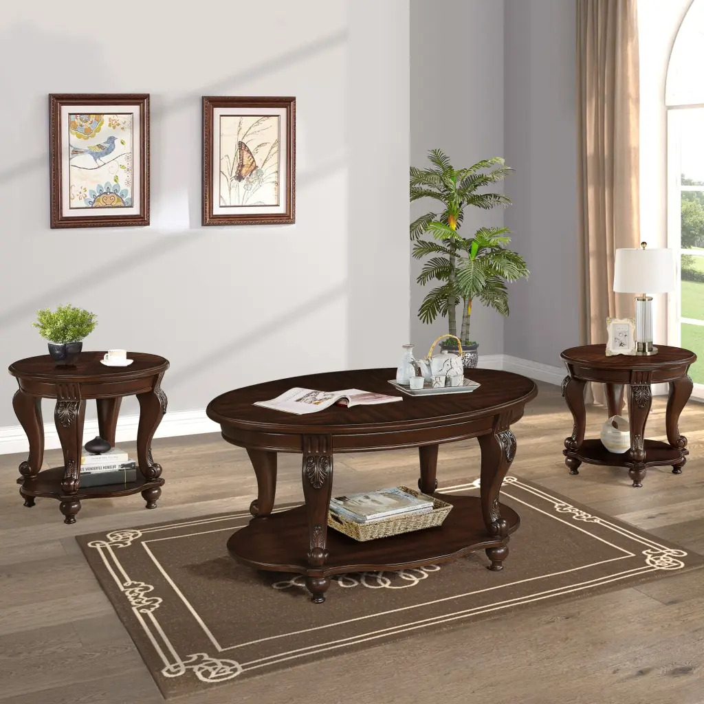 Living Room Coffee Table Set Includes Coffee Table and Two End Side Tables 3 Piece power growth furniture