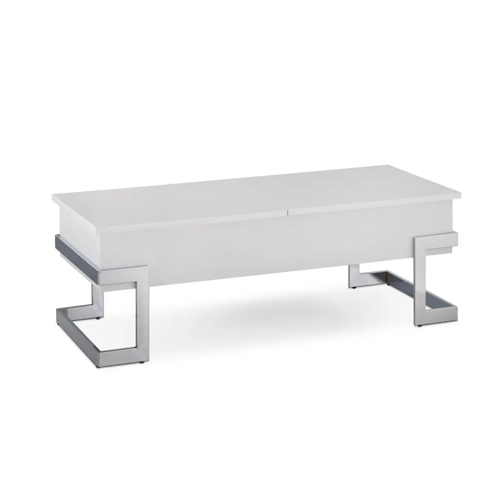 White High Gloss Chrome Coffee Table Lift Top Living Room furniture max