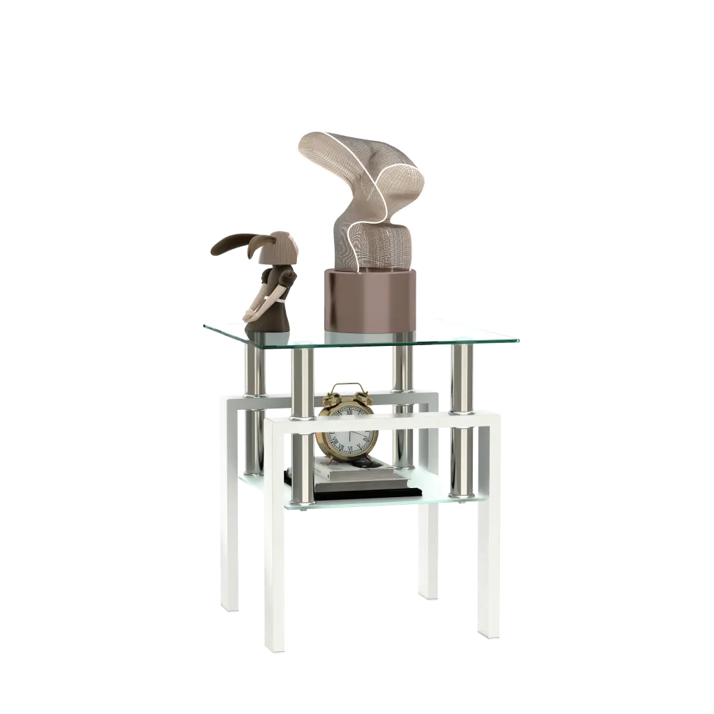 1 Piece Modern Tempered Glass Tea Table Coffee Table End Table Square jws-w241