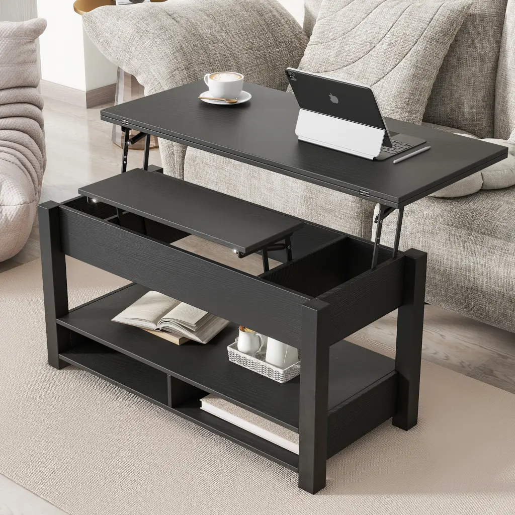 Lift Top Coffee Table Multi Functional Open Shelves rnb