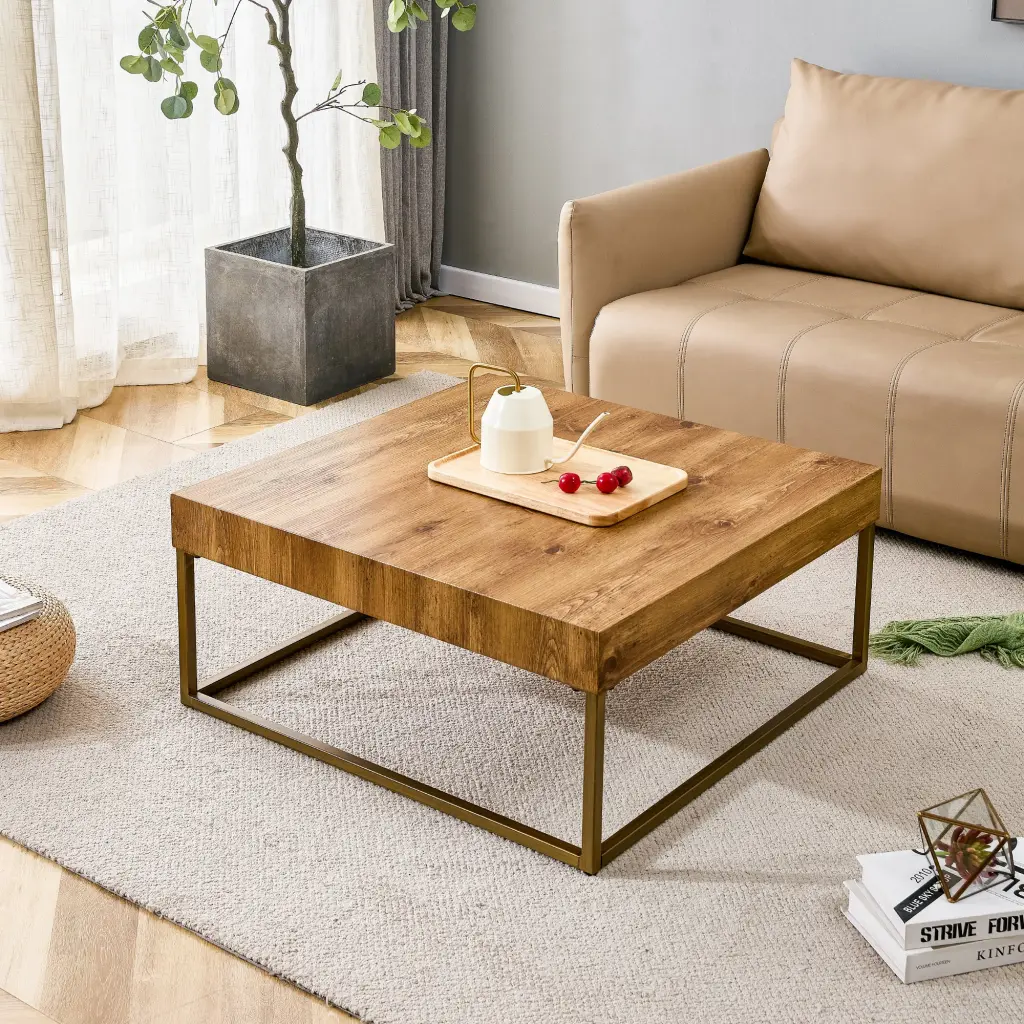 Modern Rectangular Coffee Table, Dining Table, MDF Desktop Metal Legs rnb
