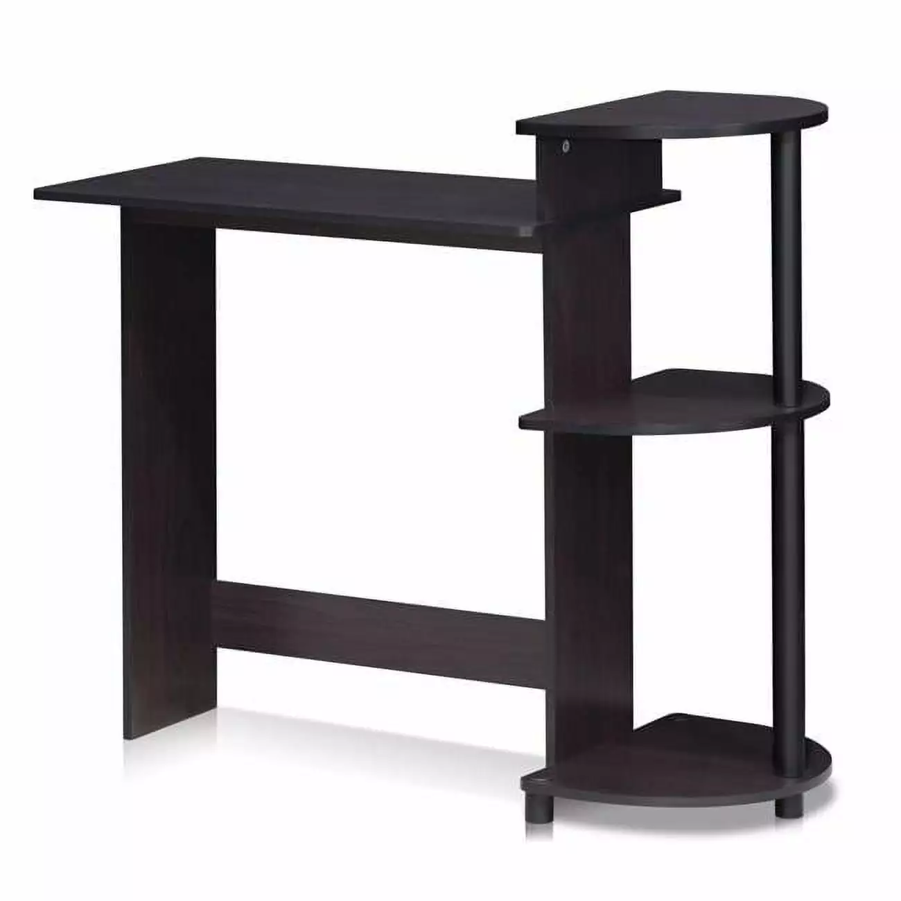 Compact Computer Desk - Dark Walnut Home Office Writing Table Highkey