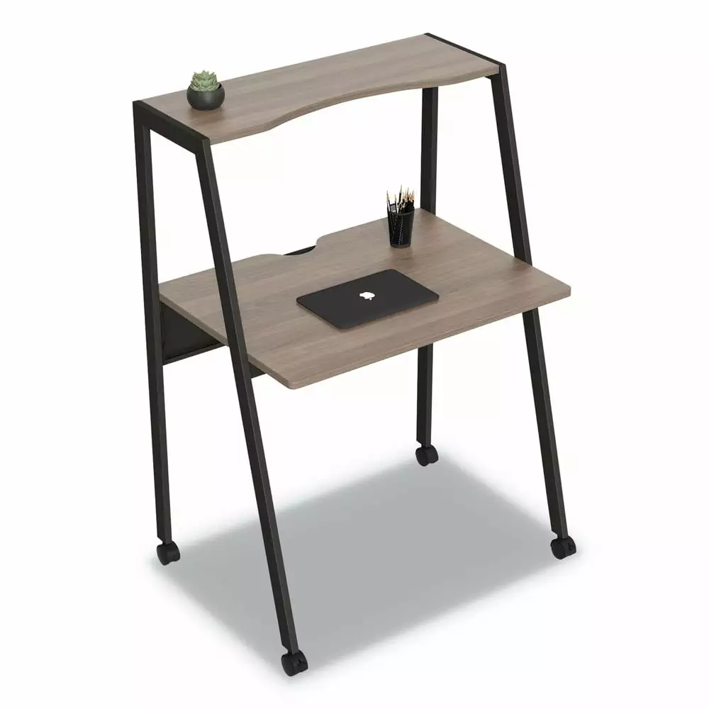 Linea Italia Kompass 33x23.75x48 Inches Flexible Home Office Desk Natural Walnut