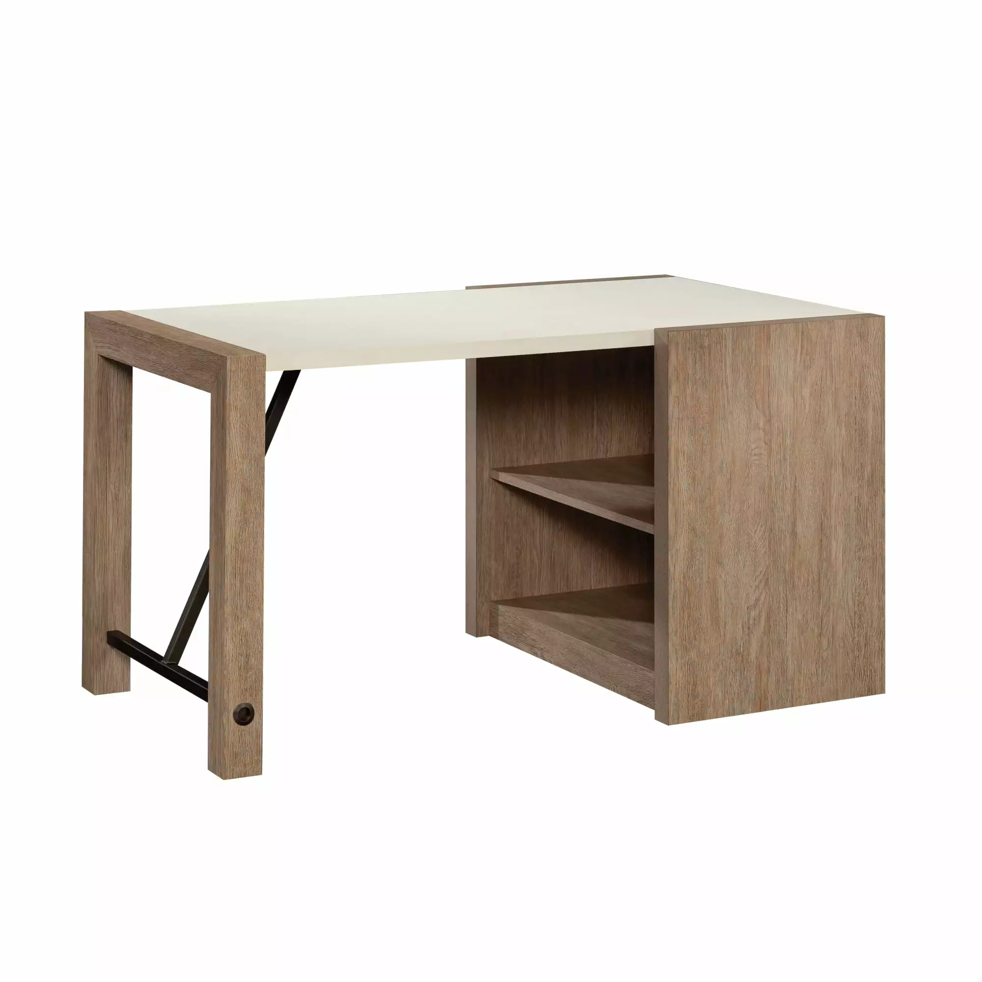 Sauder Dixon City Desk Storage Shelves Brushed Oak - Compact Office Desk