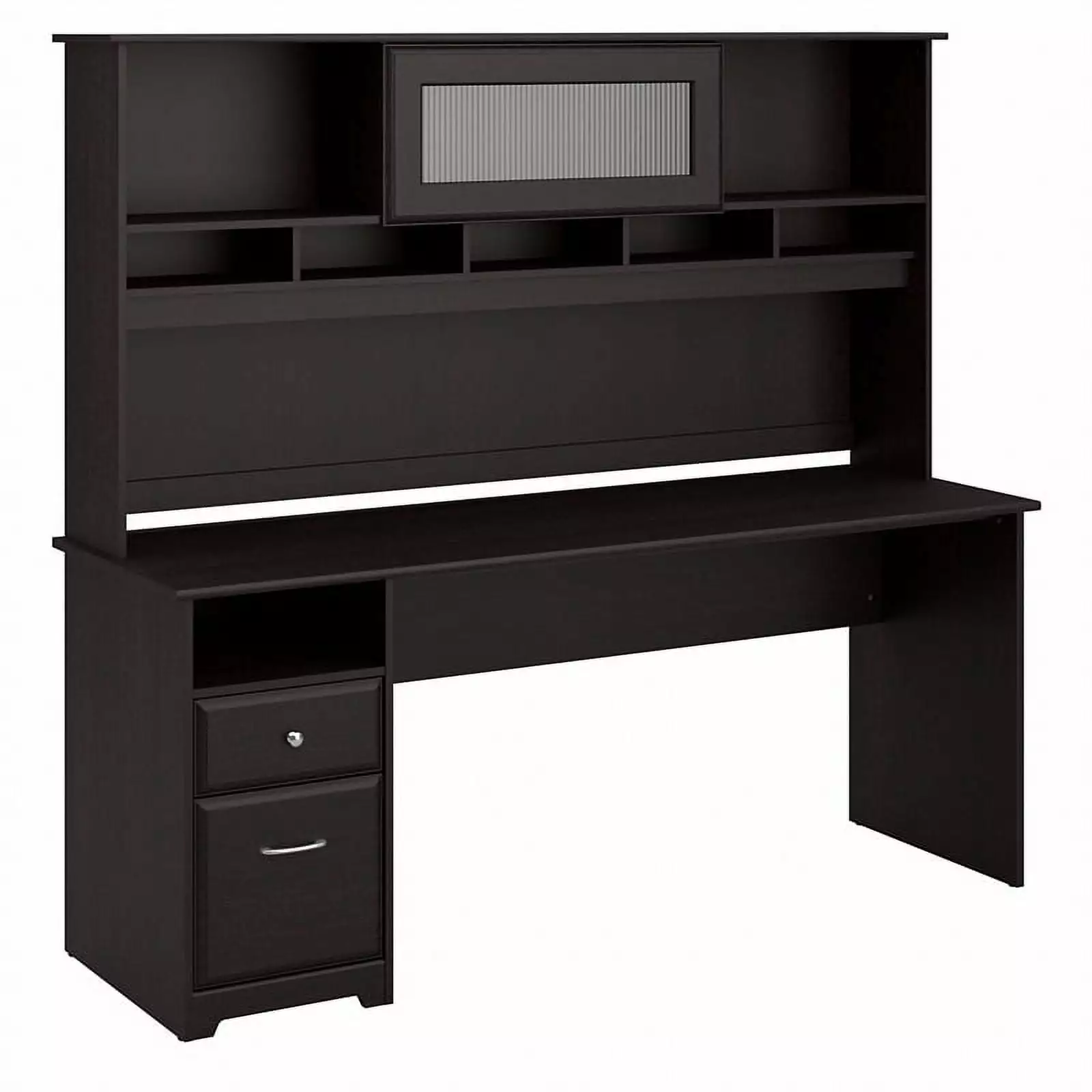 Atlin Designs 72W Computer Desk Hutch and Drawers Espresso Oak - Large Workstation