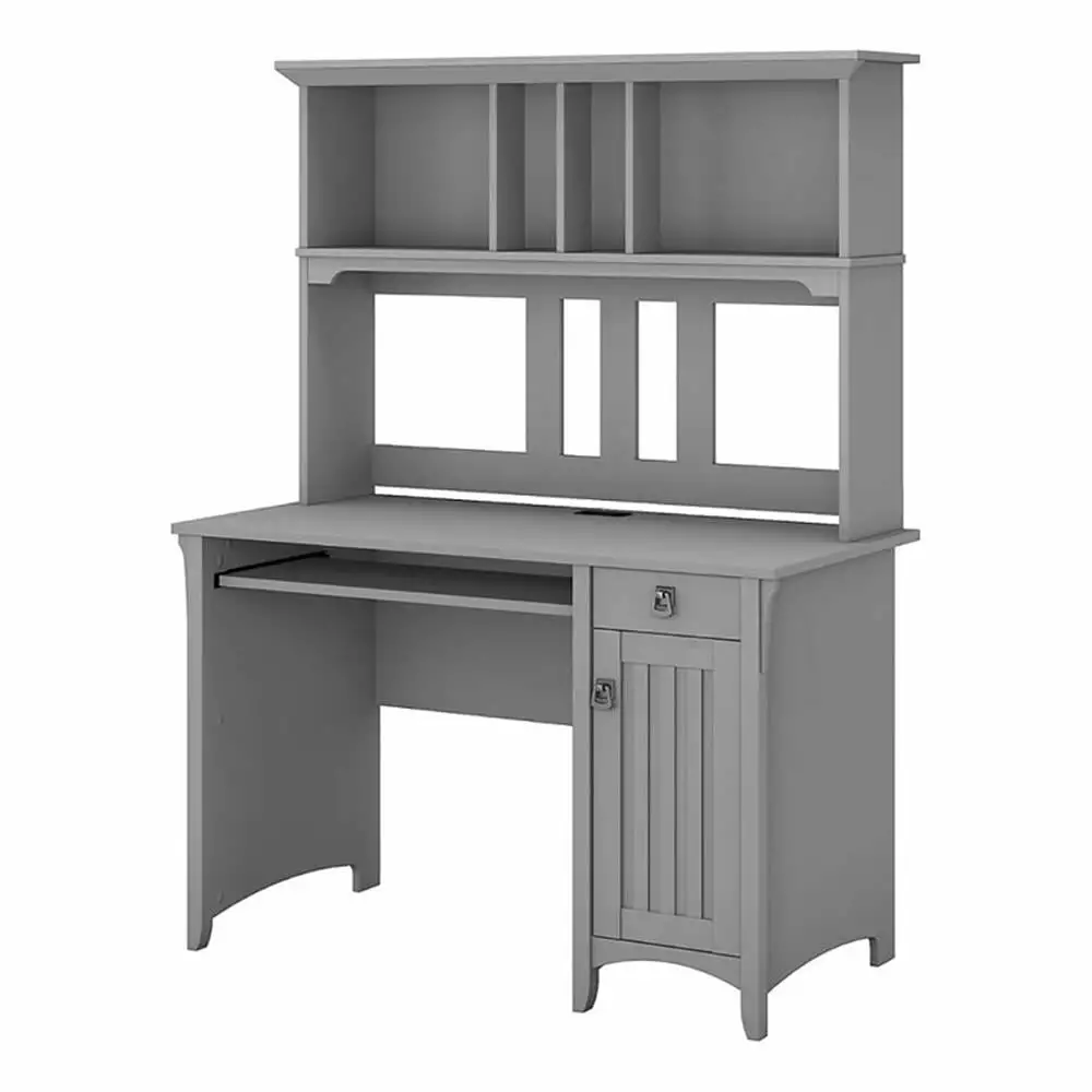 Atlin Designs Contemporary Engineered Wood Small Computer Desk Hutch Gray - Space-Saving Office Desk