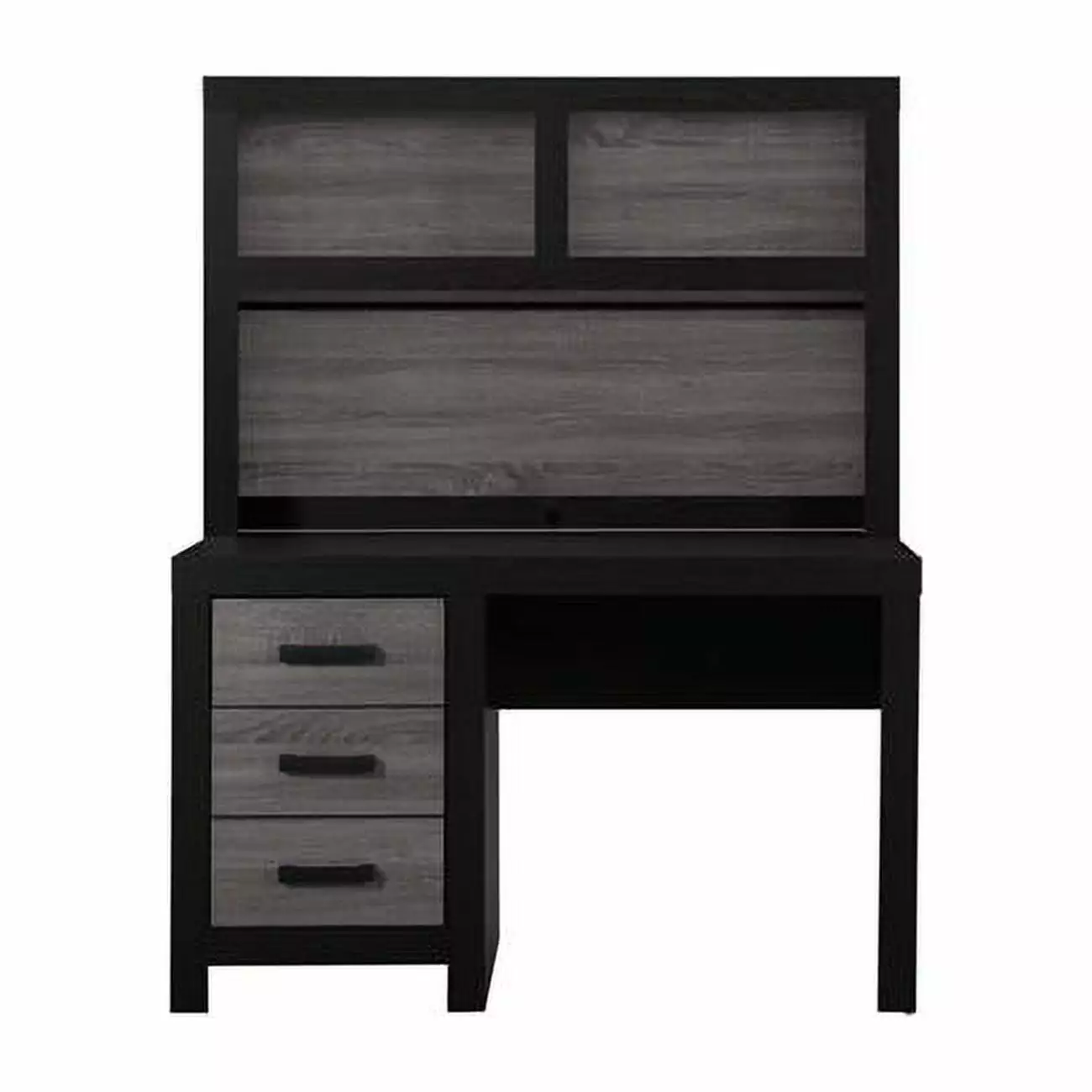 Global Furniture USA Lisbon Gray and Black Wooden Desk Hutch