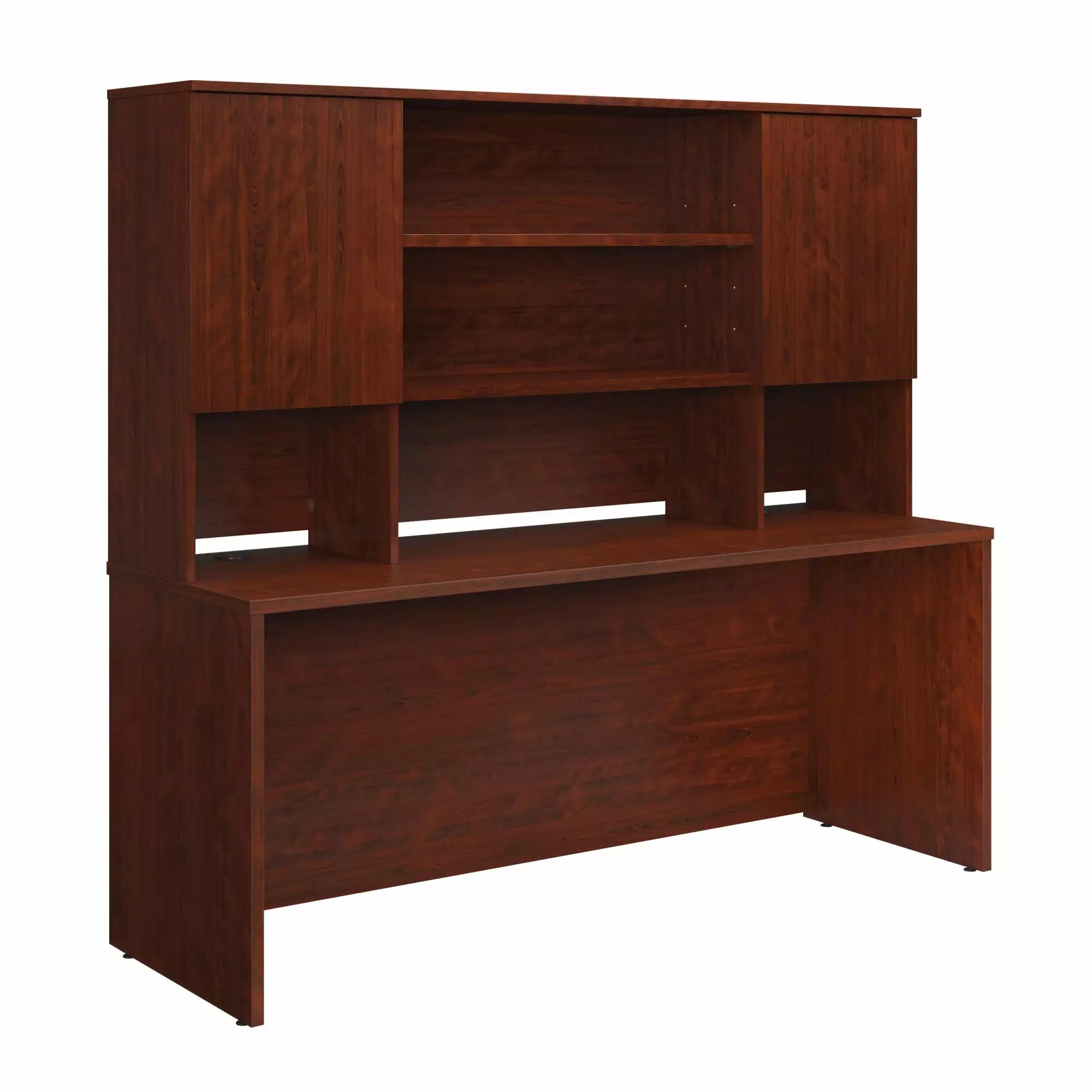 Sauder Affirm 72 x 24 Shell and 72Hutch Classic Cherry - Spacious Office Desk