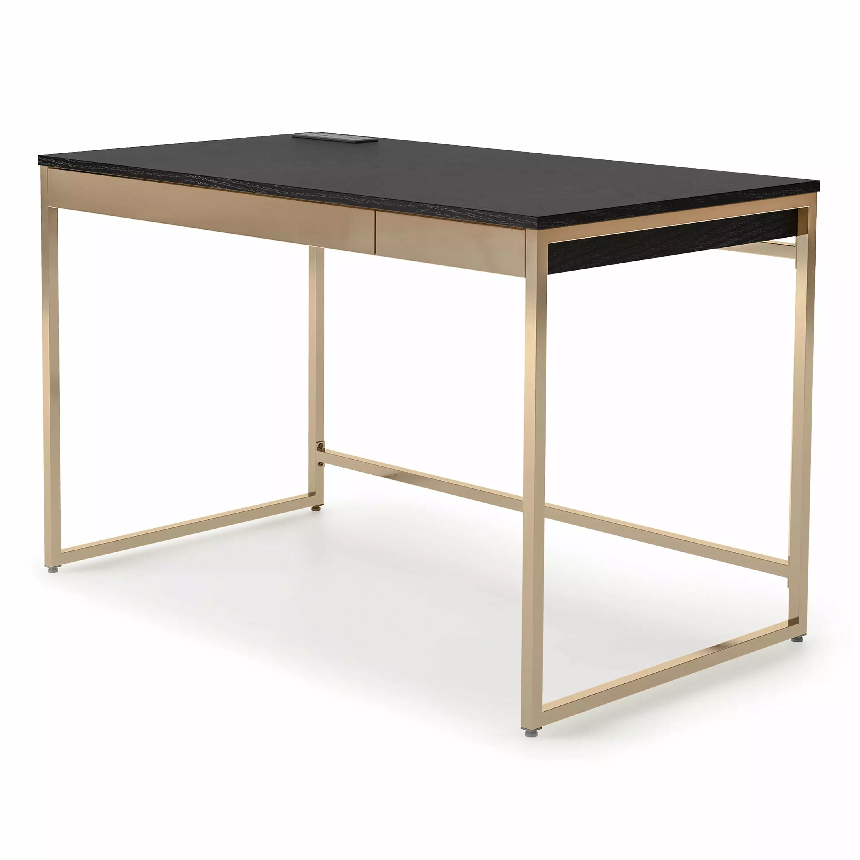 24/7 Shop At Home 48 Inch Black Metal Computer Desk USB