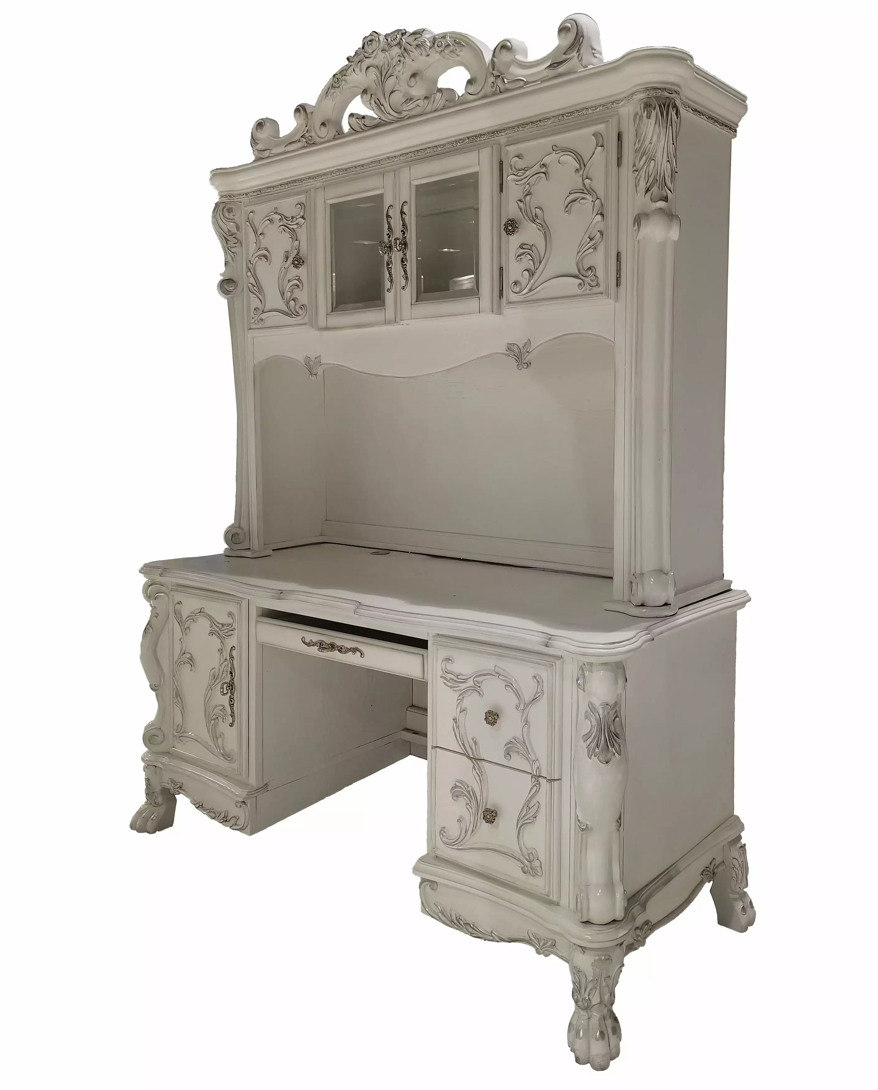 ACME Dresden Computer Desk and Hutch Bone White - Home Office Desk Storage Acme Furniture