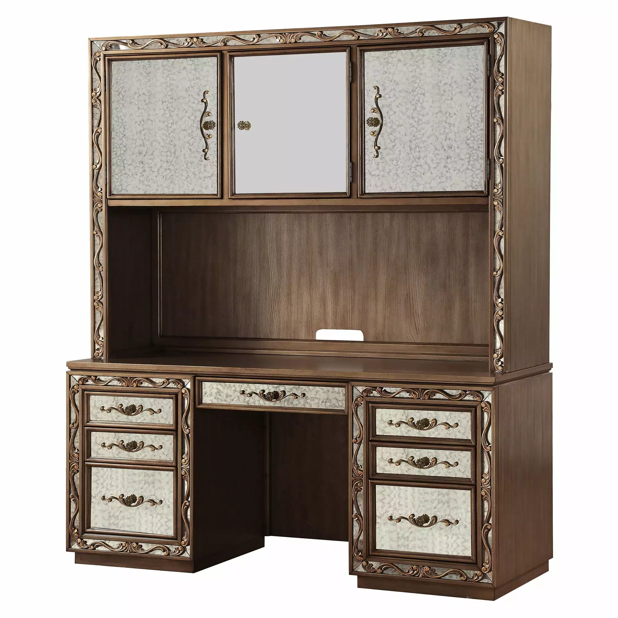 ACME Orianne Computer Desk and Hutch Antique Gold Home Office Furniture Acme Furniture