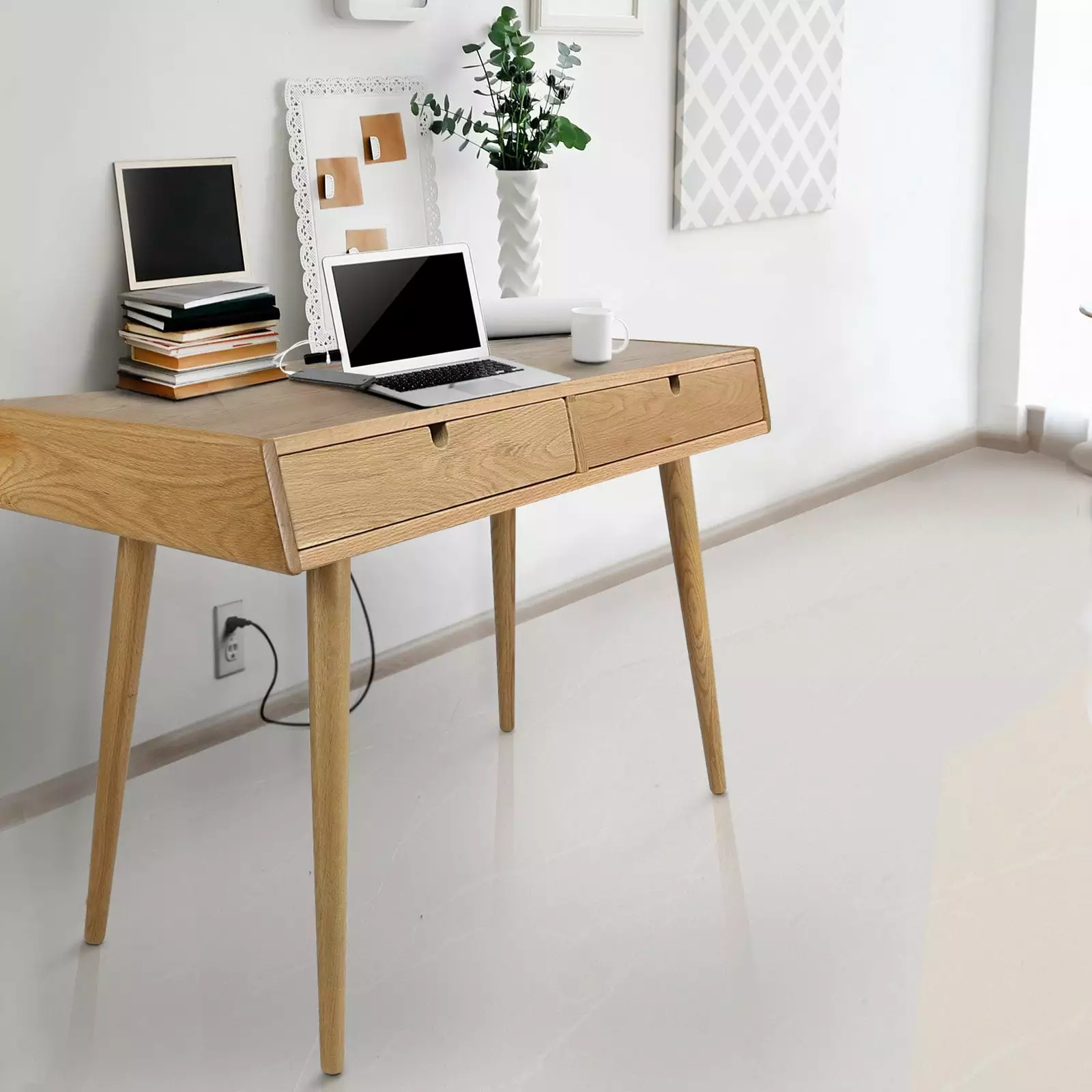 Freedom Desk USB Ports Made Solid American Oak American Trails