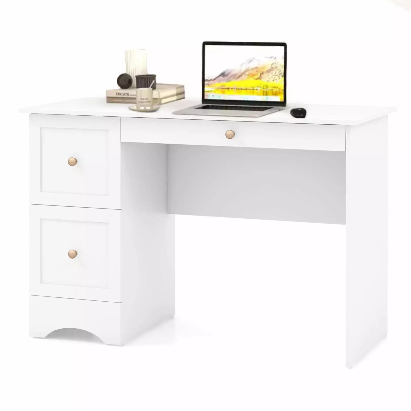 Amijoy Home Office Computer Desk Versatile Computer Desk 2 Drawers Keyboard Tray