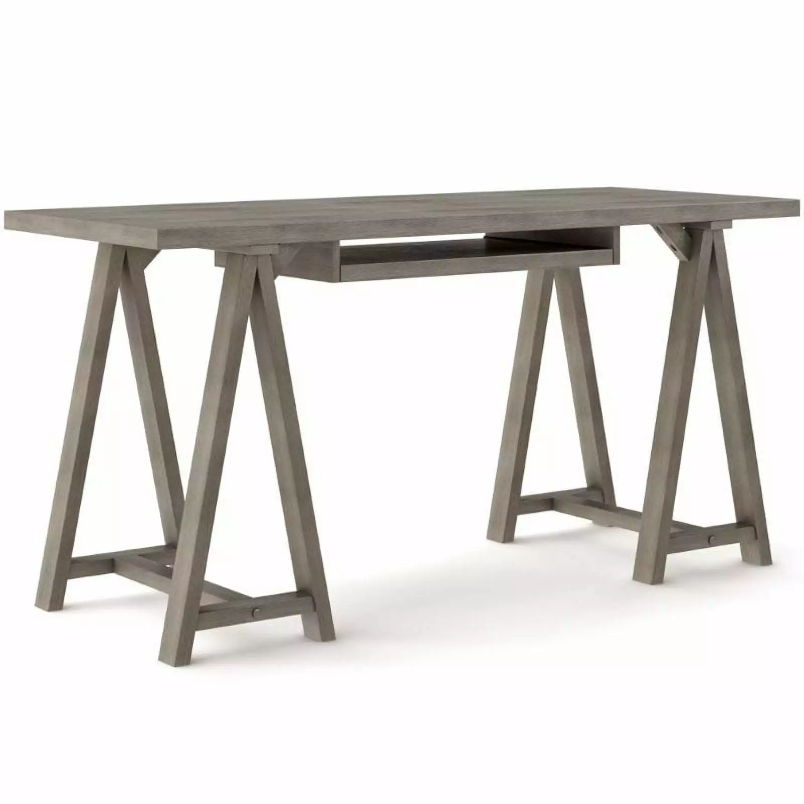 Atlin Designs 60W Modern Solid Wood Computer Desk Farmhouse Gray - Rustic Home Office Furniture