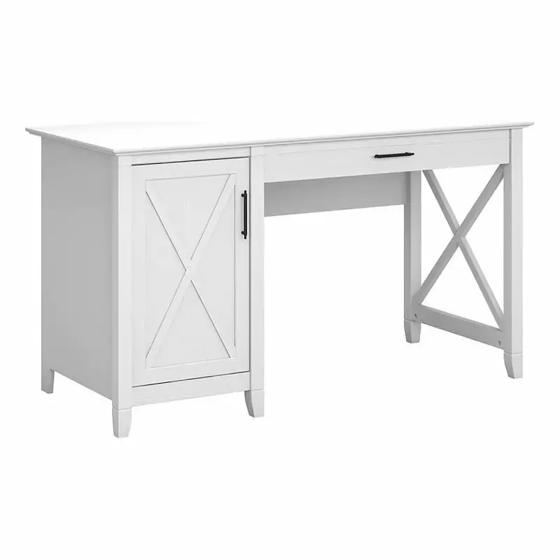 Atlin Designs Contemporary White Wood Computer Desk Storage