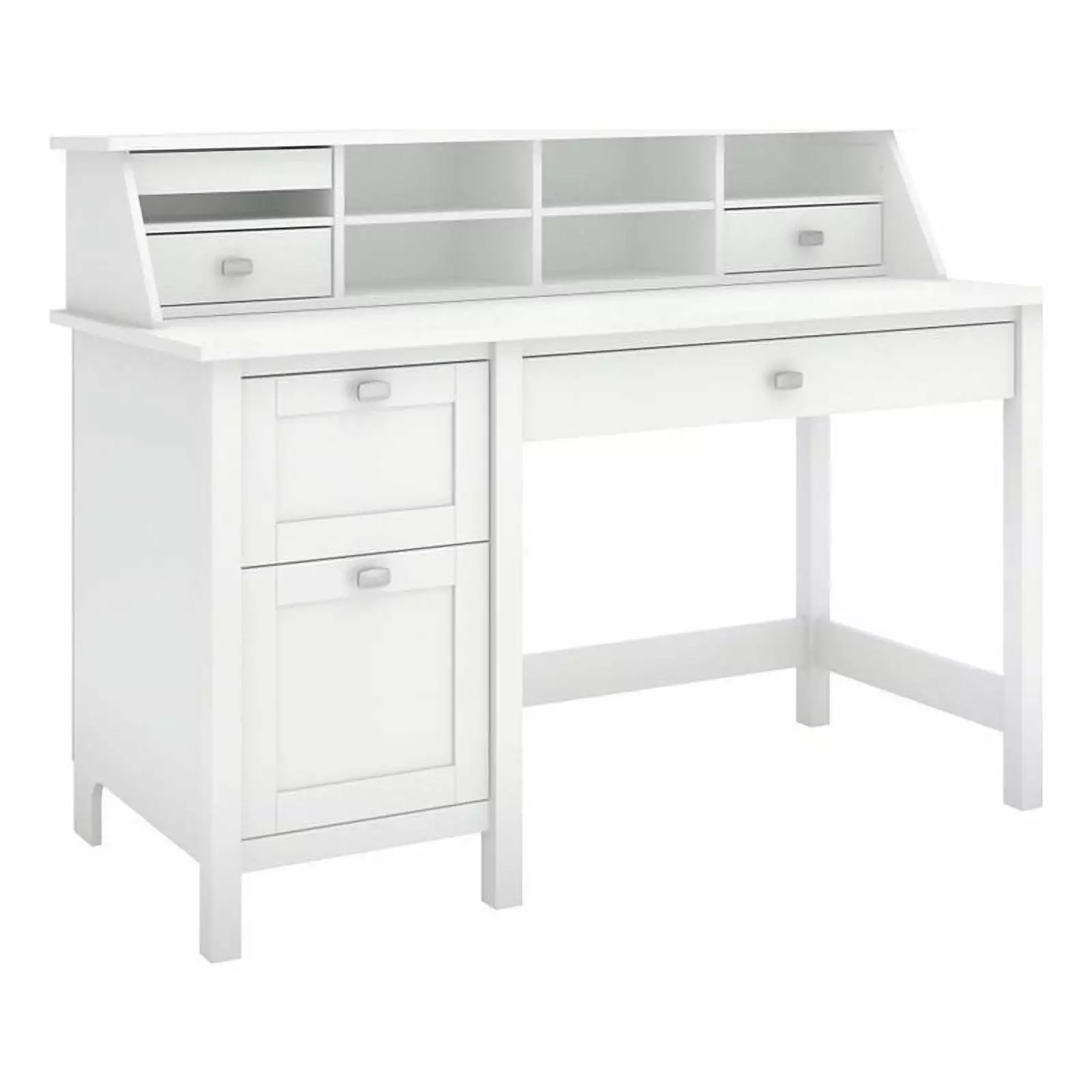 Atlin Designs Modern Wood Computer Desk 2 Drawer Pedestal White Contemporary Office Desk