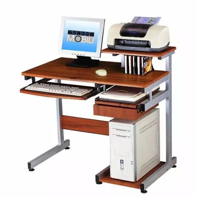Basic Computer Desk Drawer And Pull Out Scanner Panel Woodgrain Back2Basics