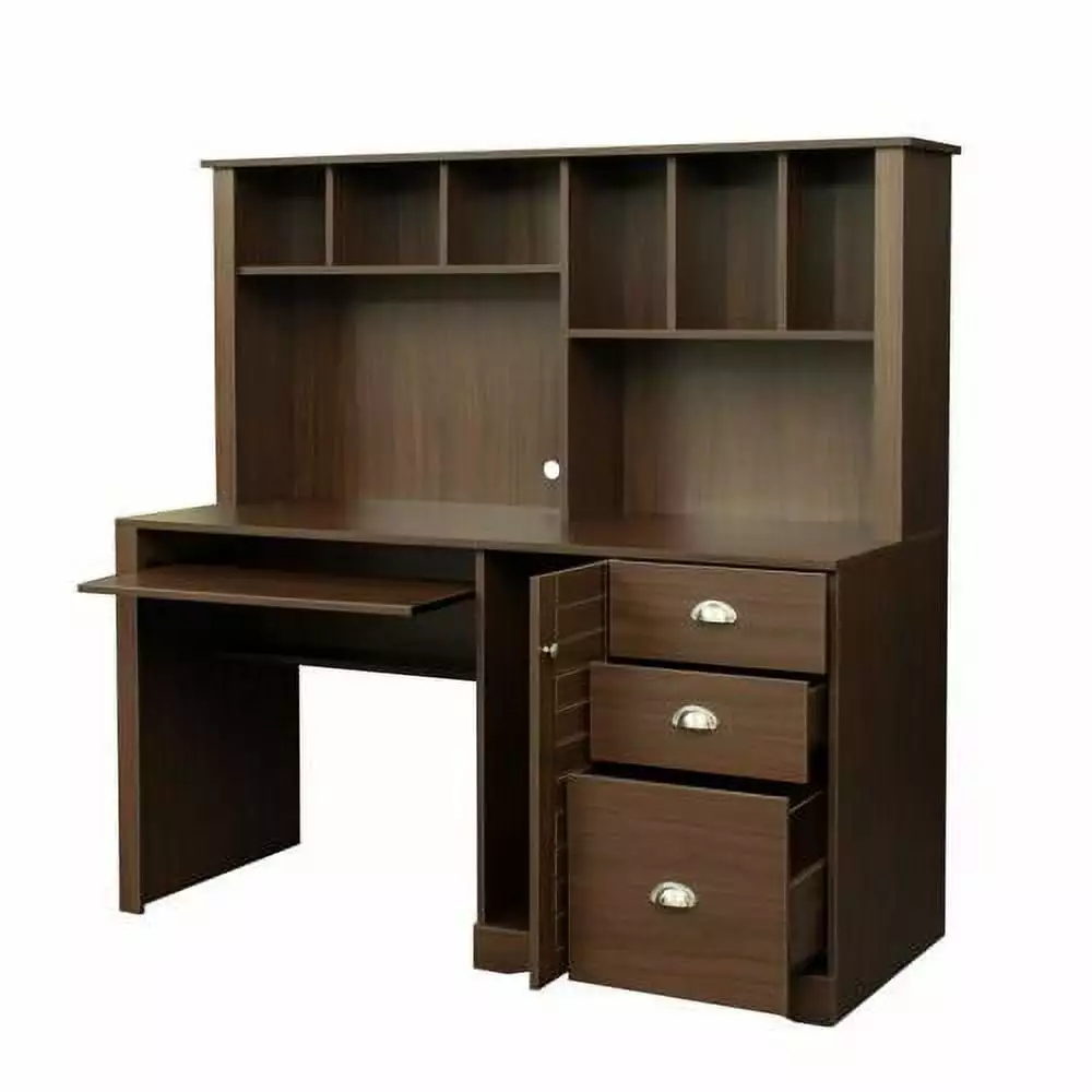 BaytoCare Home Office Computer Desk Hutch Walnut Finish Workstation