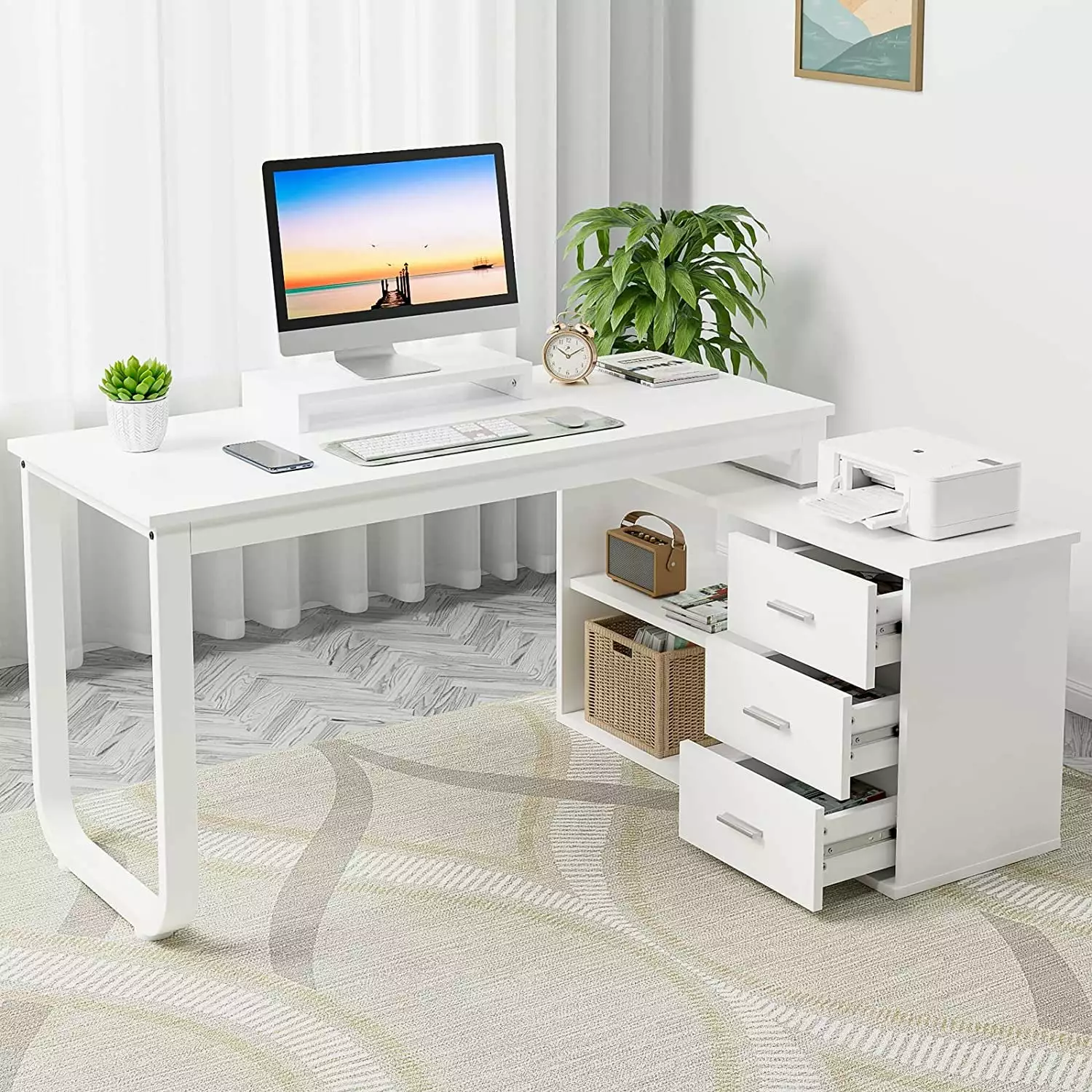 HomeRoots 61.8 Espresso Melamine and Engineered Wood Computer Desk Hutch BIZFURN