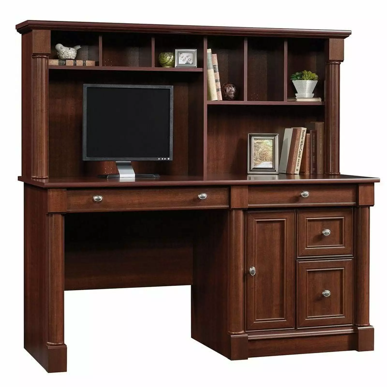 Bowery Hill Computer Desk Hutch Cherry Home Office