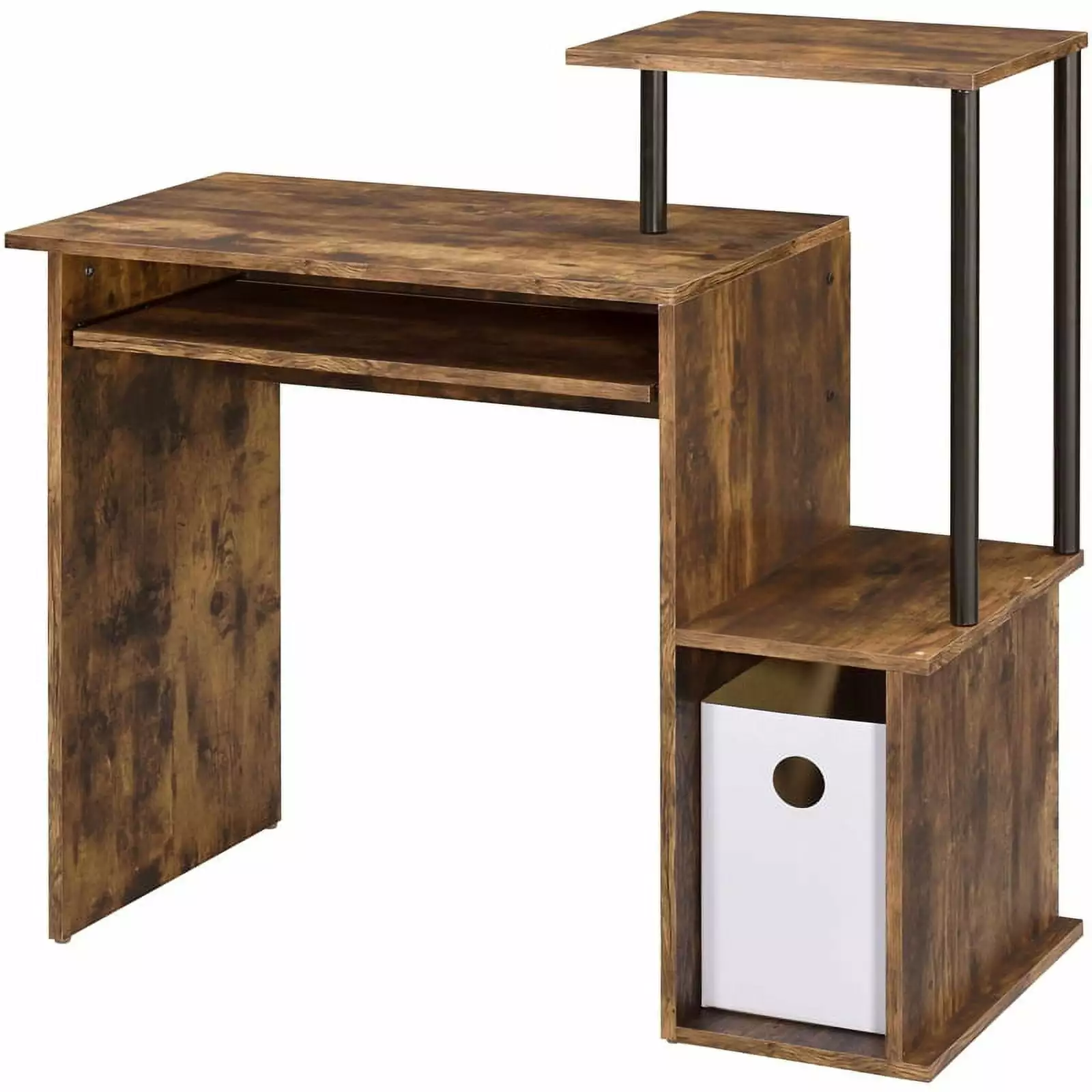 Bowery Hill Wooden Top Computer Desk Weathered Oak and Black