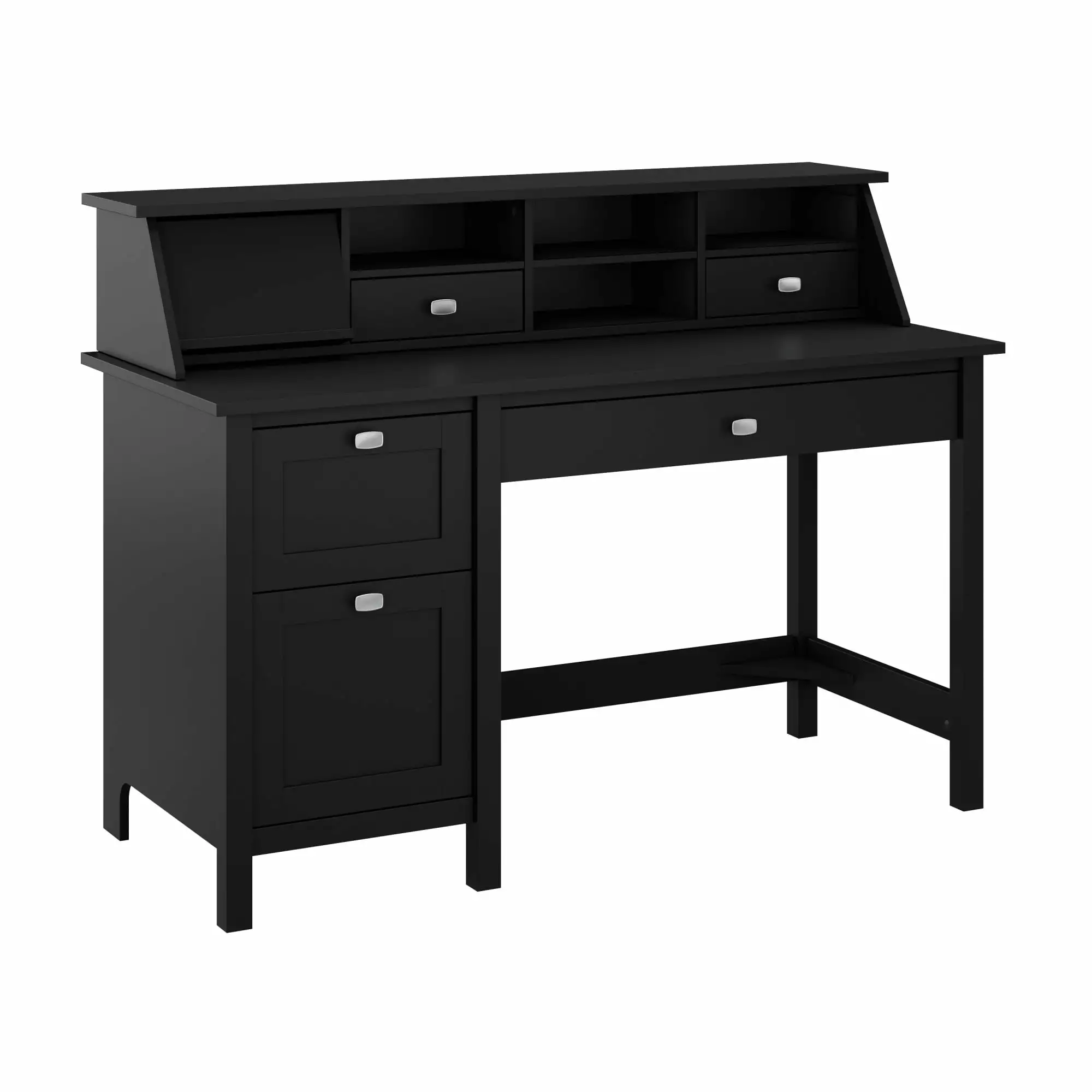 Bush Furniture Broadview 54W Computer Desk Drawers and Organizer Classic Black