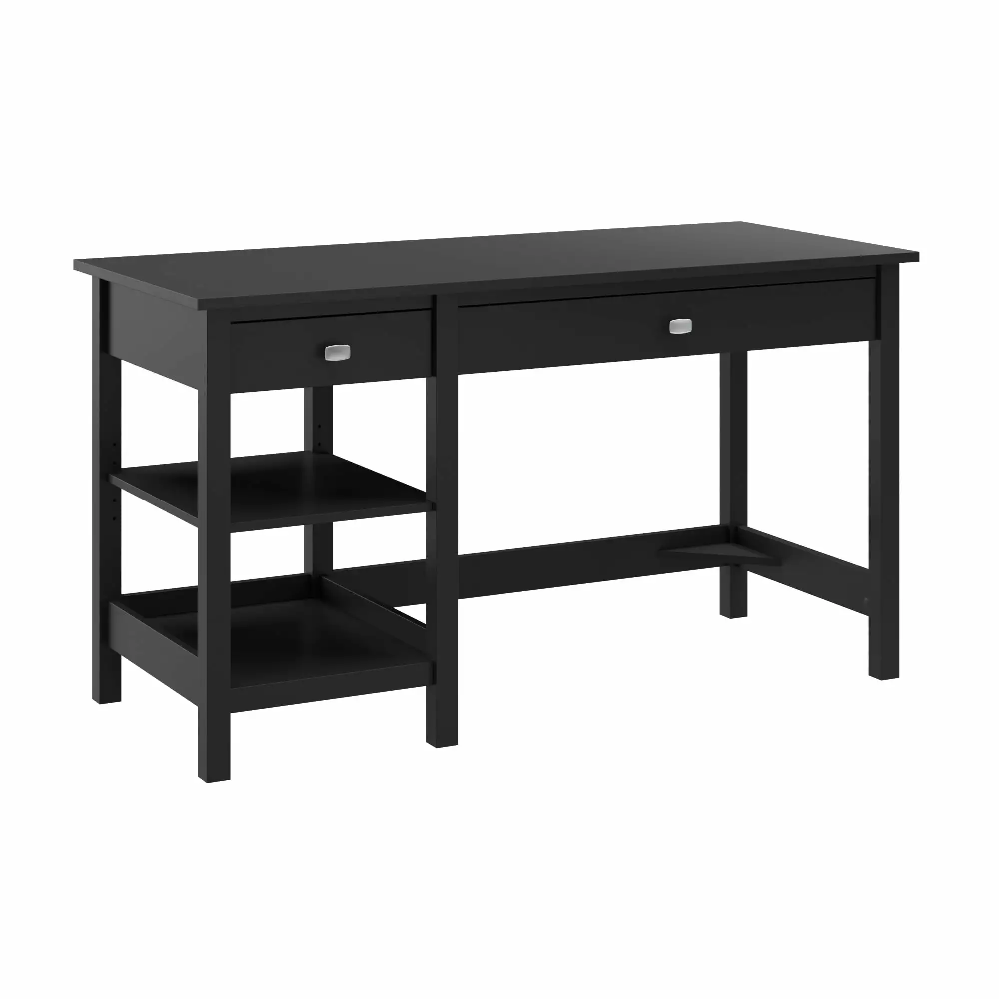 Bush Furniture Broadview 54W Computer Desk Shelves Classic Black Home Office Desk