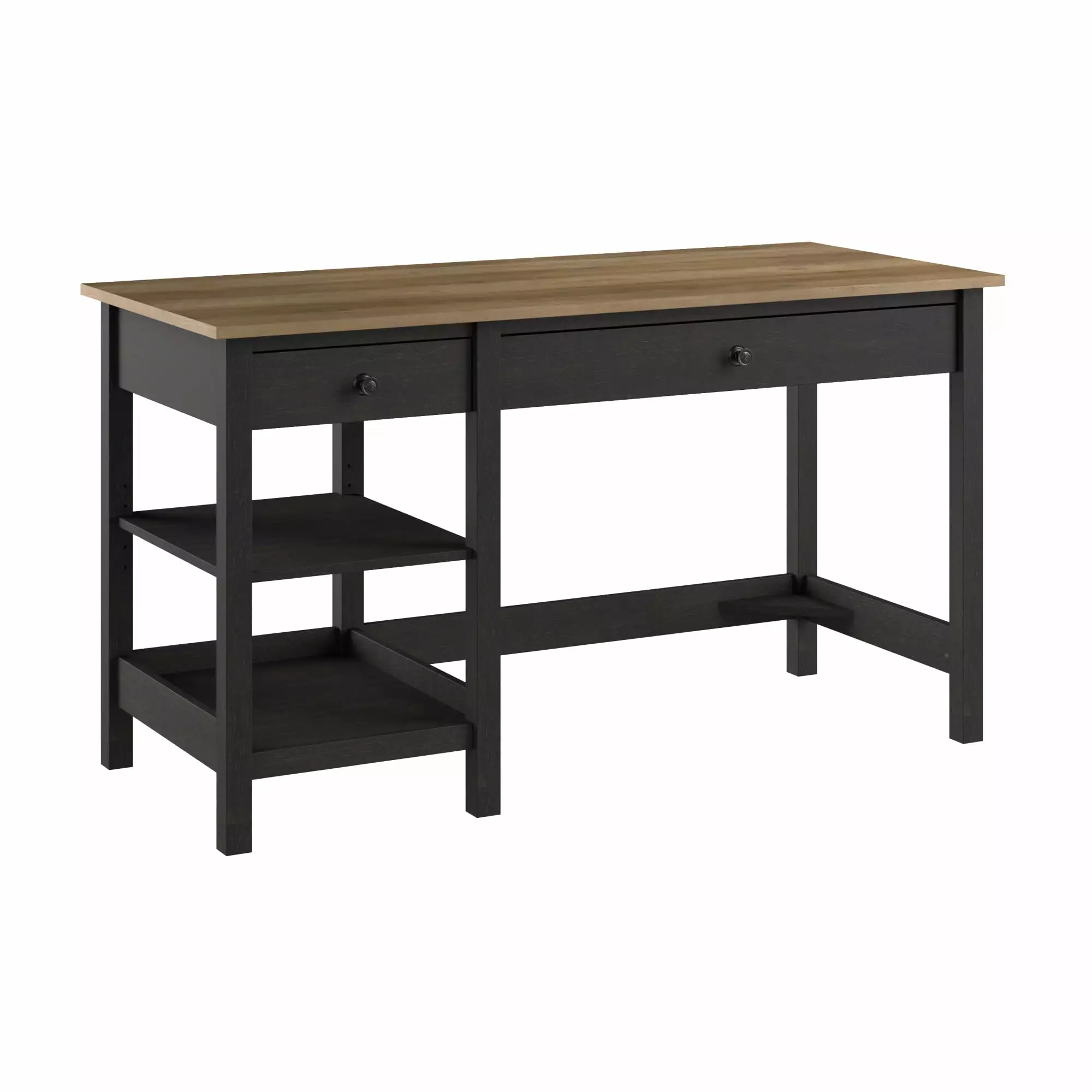 Bush Furniture Mayfield 54W Vintage Black Computer Desk Shelves