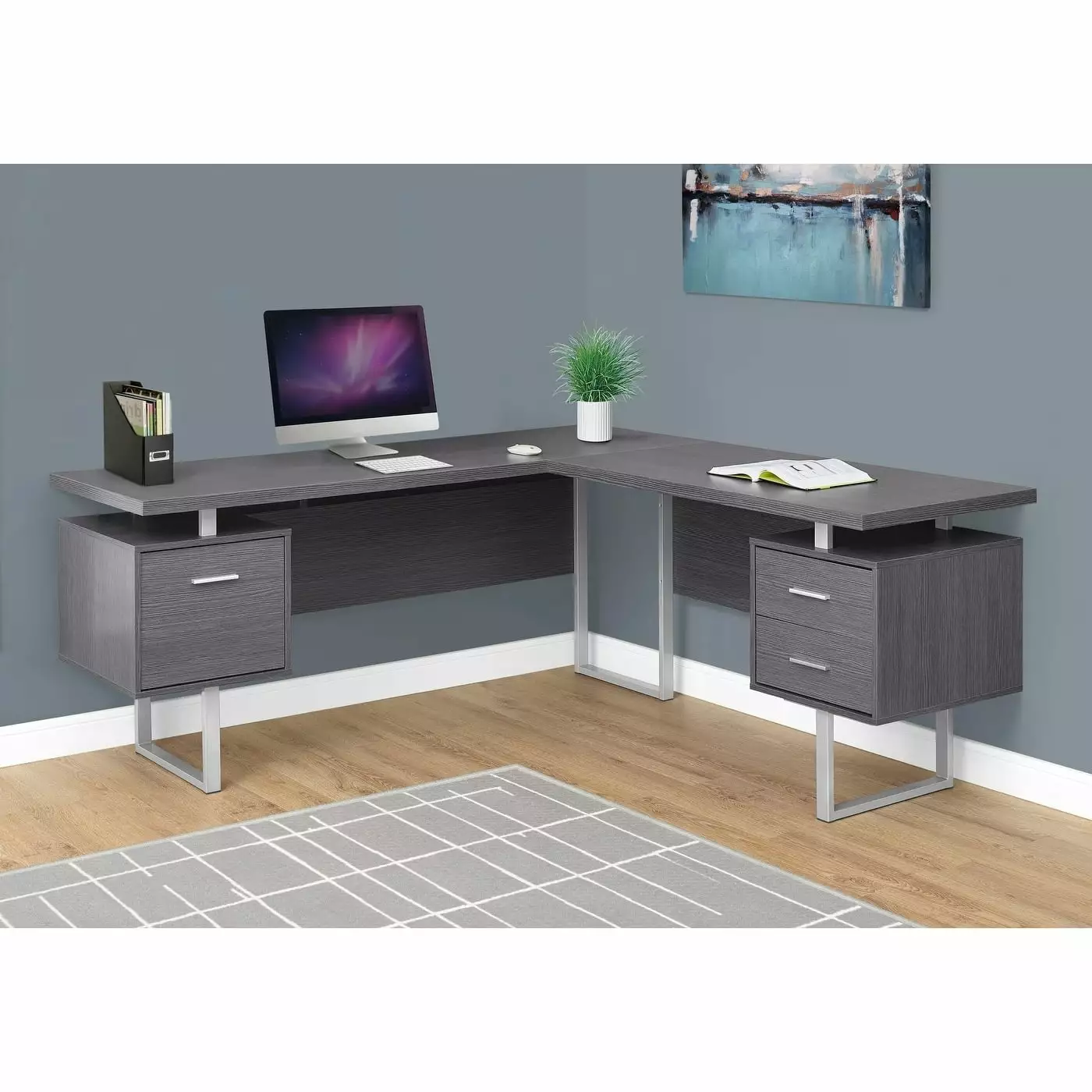 Carbon Loft Computer Desk 70 Long L Shape Storage Drawers - Home Office Corner Desk
