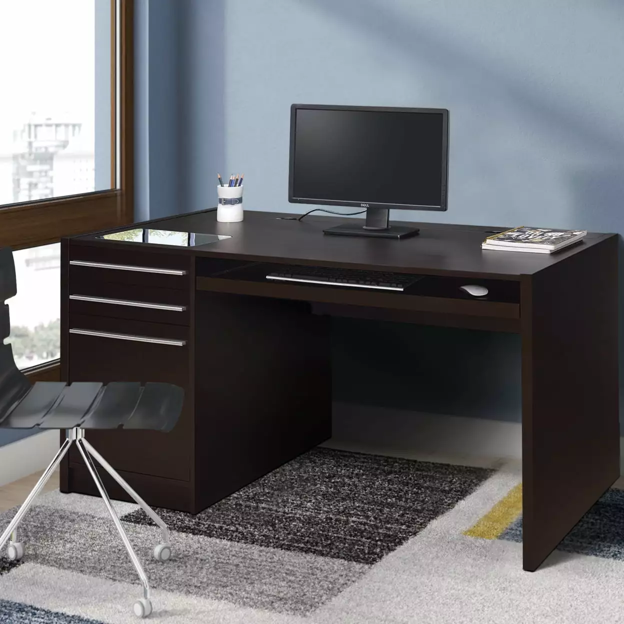 Halston 3-drawer Connect-it Office Desk Cappuccino Modern Desk Coaster Company