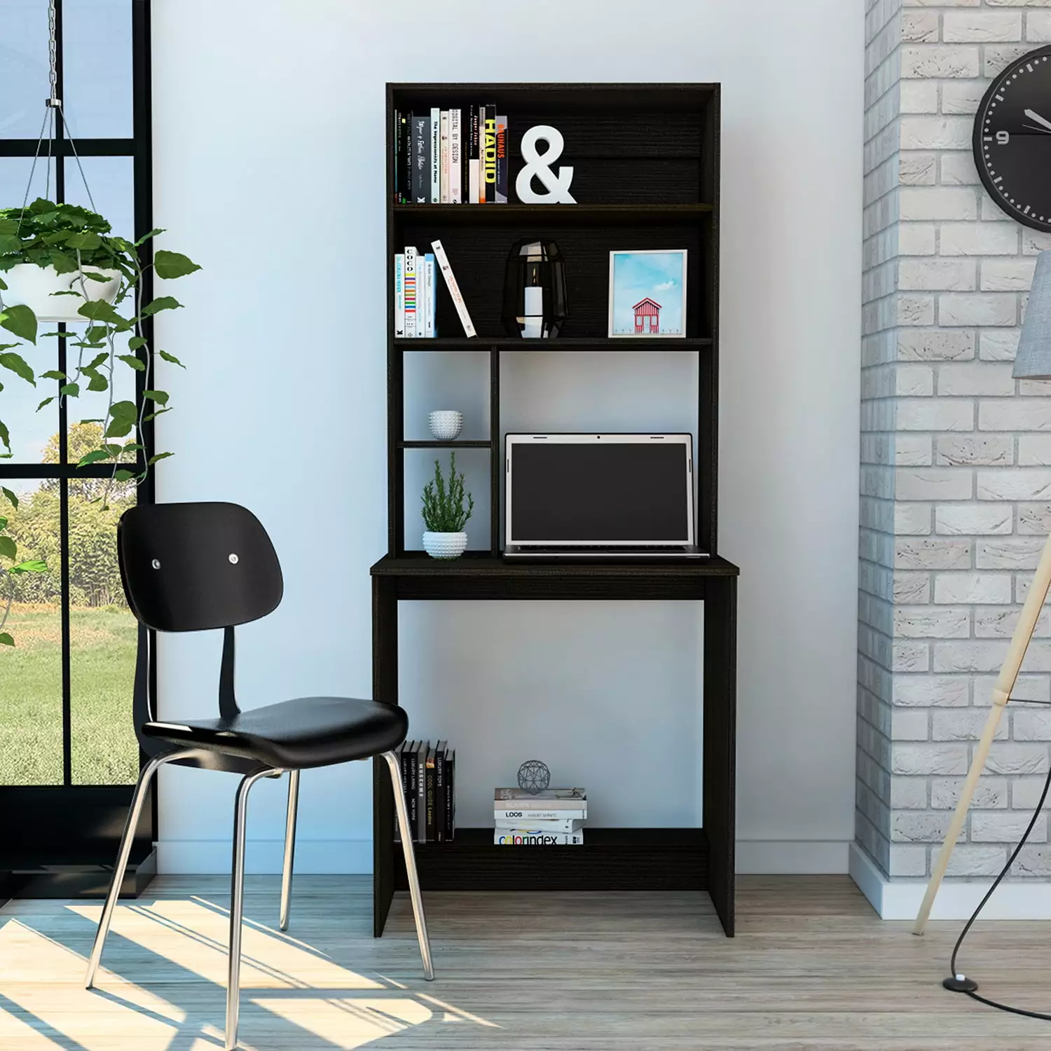 CoSoTower 4-Shelf Computer Desk Hutch Black Wengue