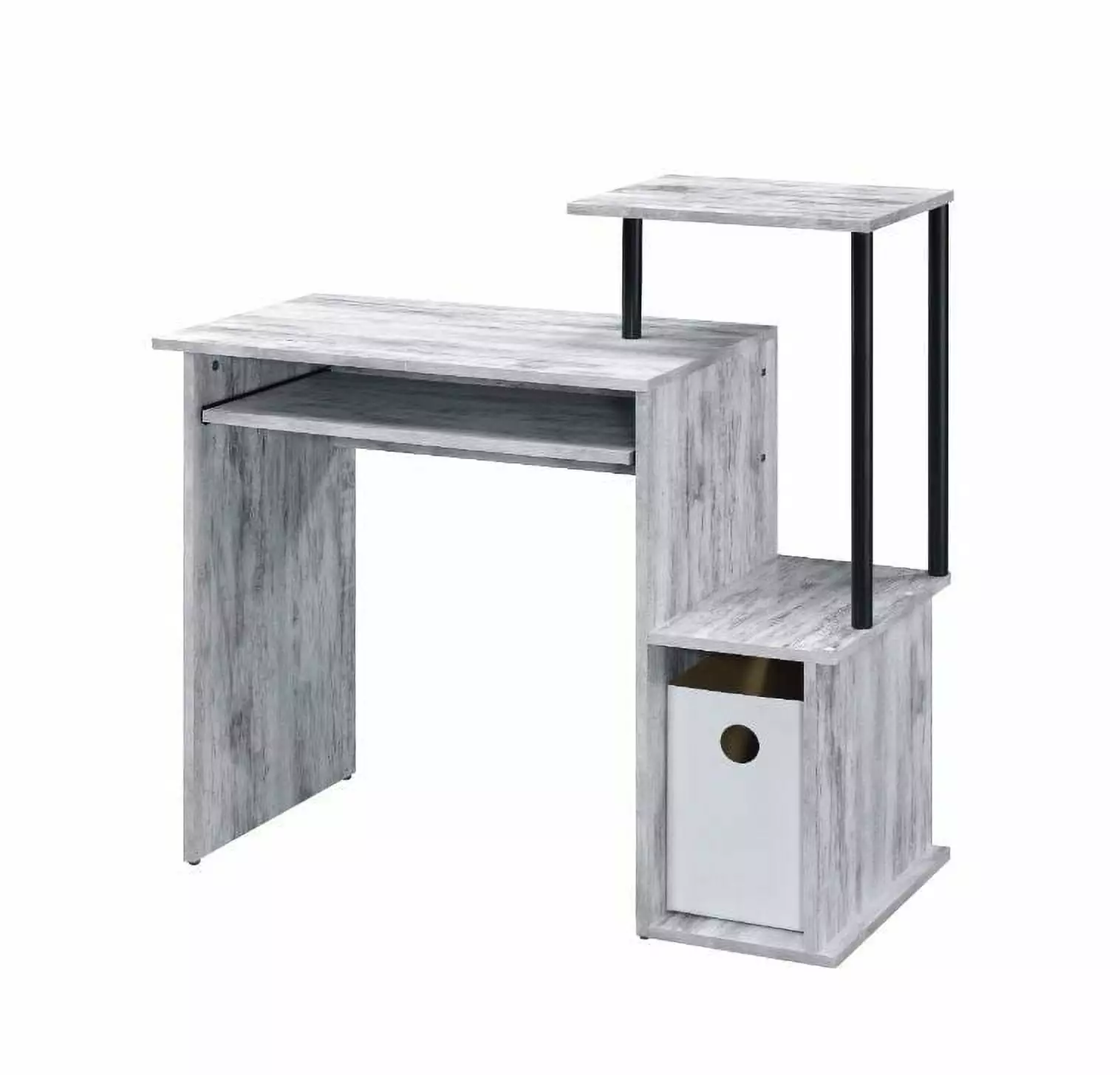 CoSoTower Computer Desk Antique White and Black Finish Home Office Writing Desk
