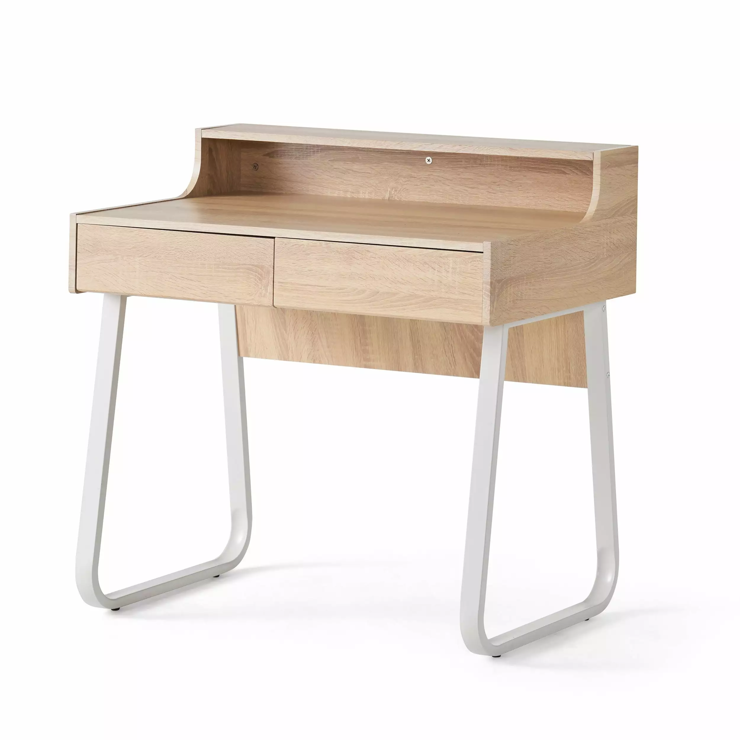 GDF Studio Troy Wood Computer Desk Drawers - Oak Finish Home Office Furniture Denise Austin Home