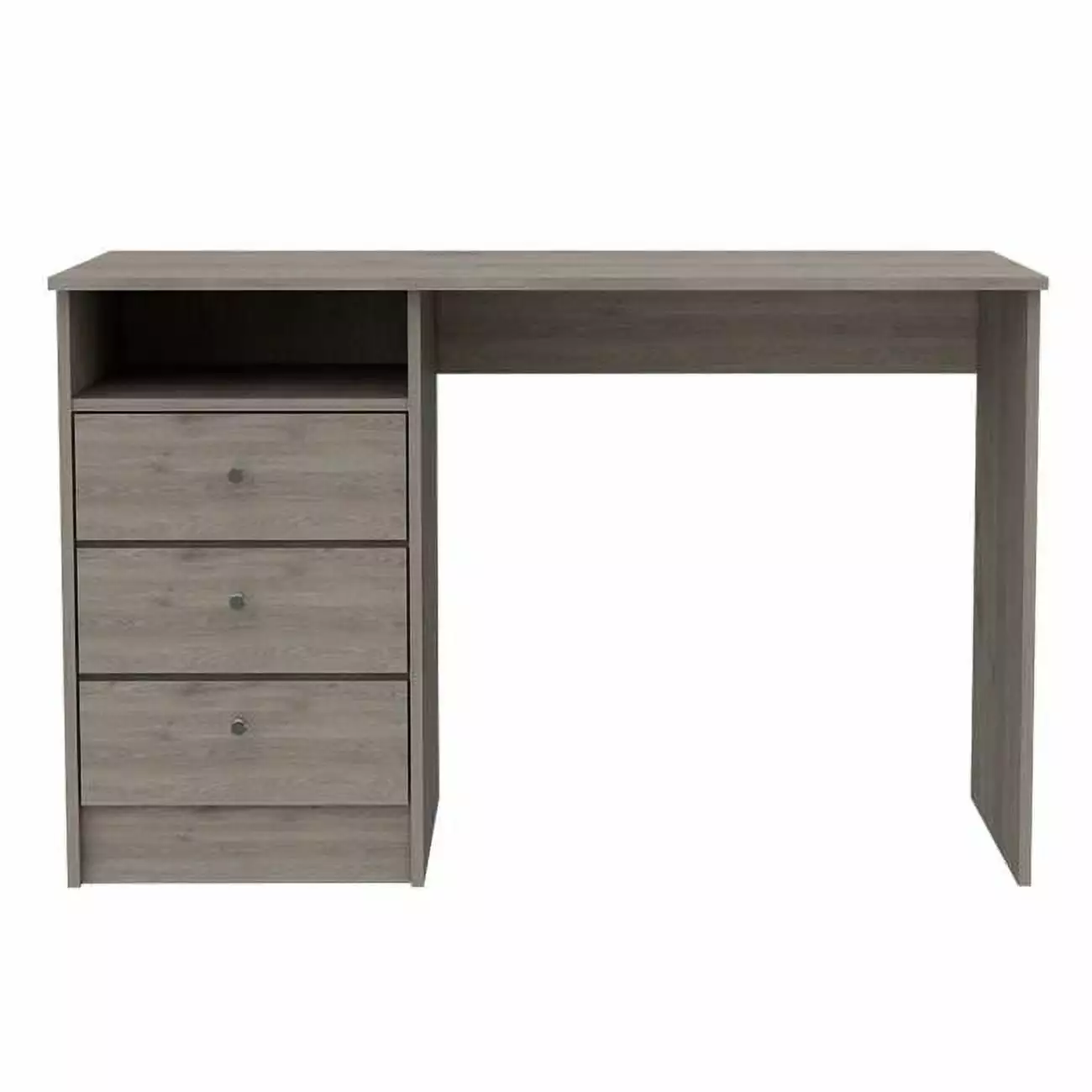 Depot E-Shop DE-ELZ5681 Nemocon 3 Drawer Light Gray Computer Desk Open Storage Shelf Depot Eshop