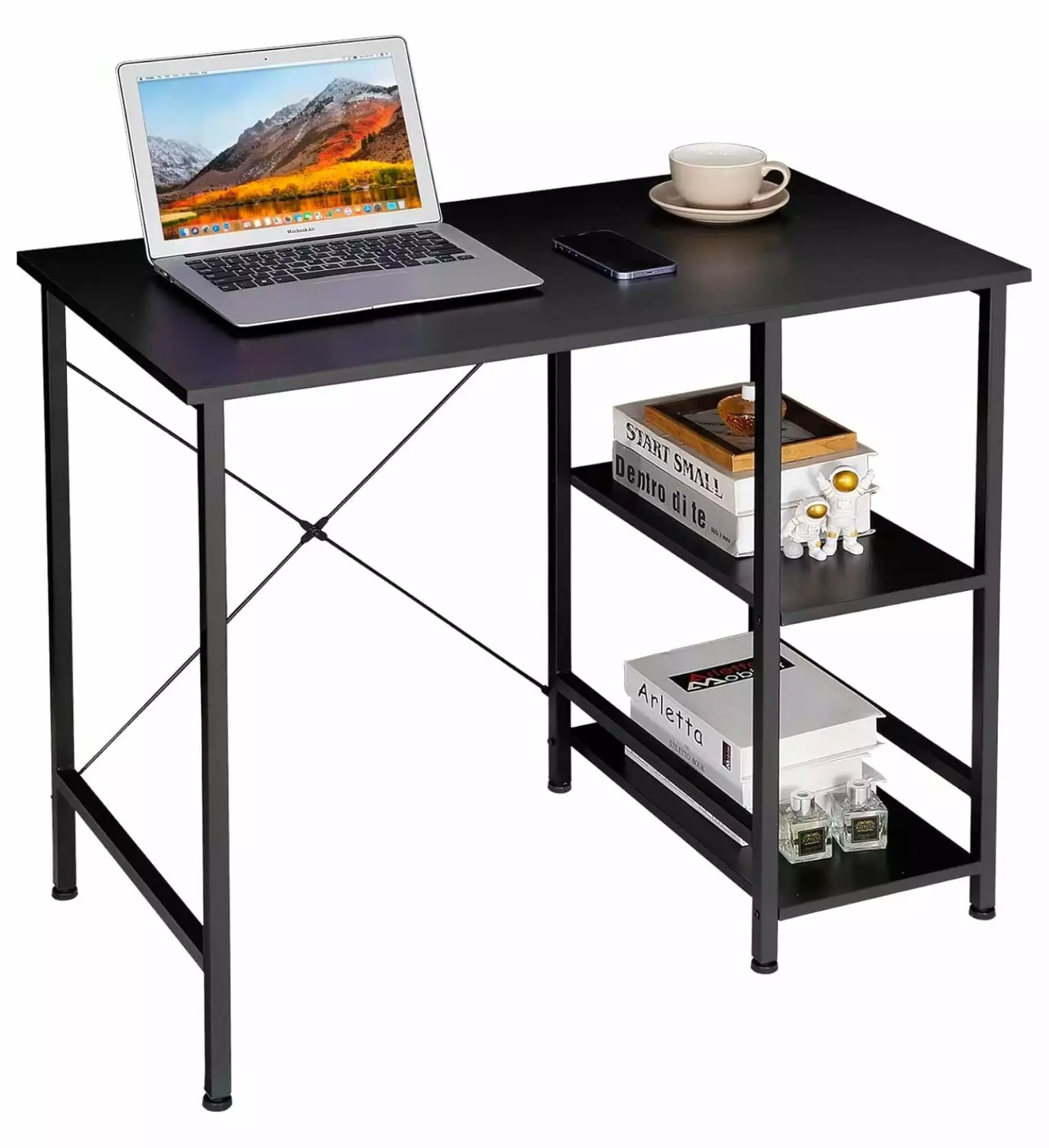 Ditangy Small Computer Desk Storage Shelves Under Desk Reversible 36 Inch Home Office Writing Desk Table