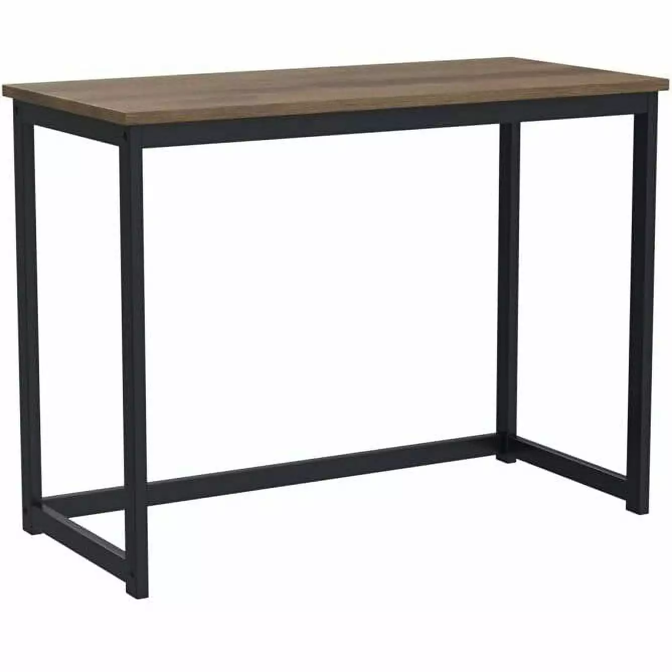 Small Modern Laptop Computer Desk Metal Frame and Brown Wood Top Fast Furnishing