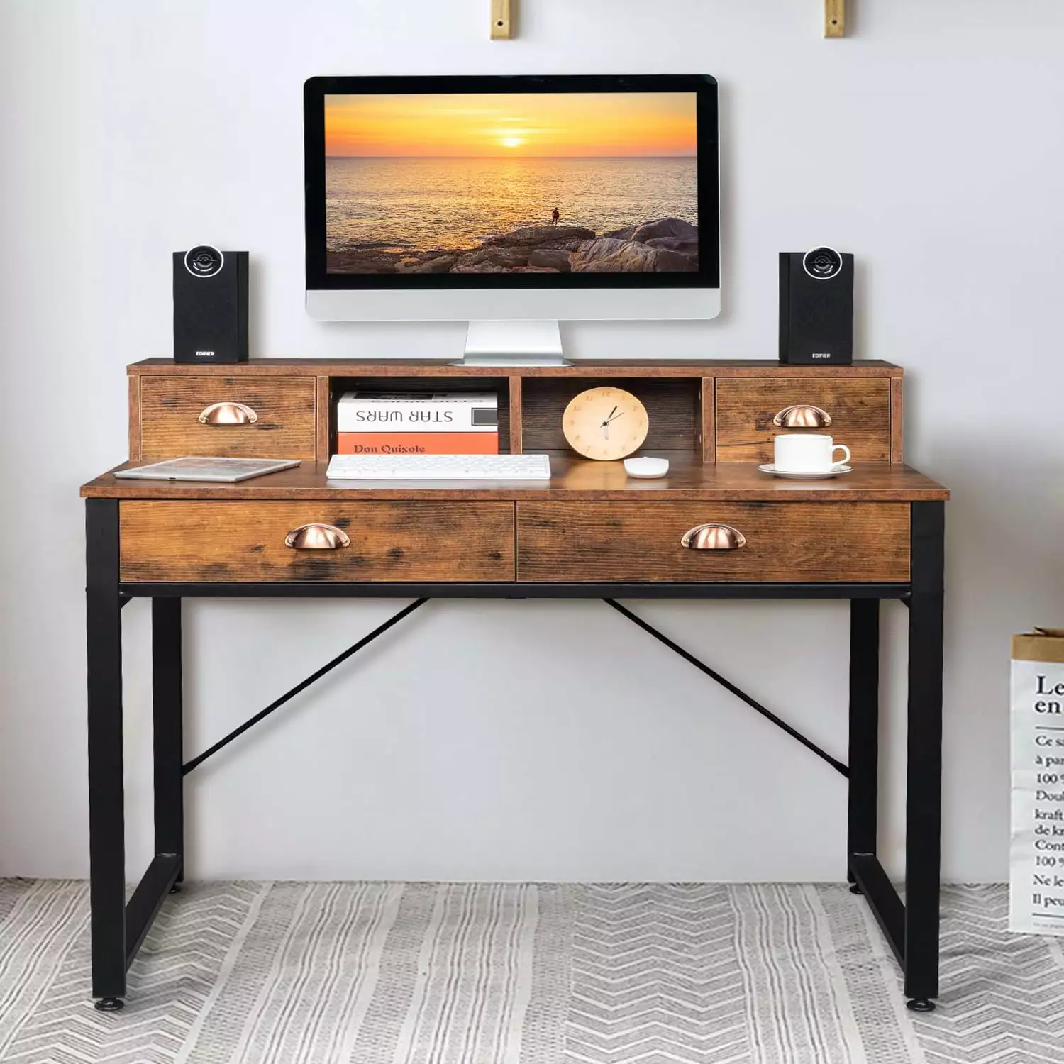 Ktaxon Computer Desk 41 Home Office Storage Drawers Modern Simple Style Rustic Brown FCH