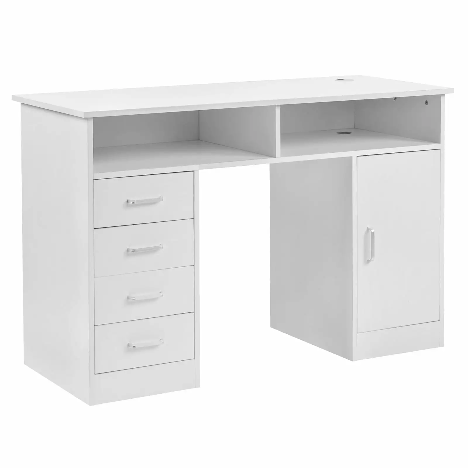 Ktaxon Wood Computer Desk Office Black Laptop PC Work Table Home Drawer & Keyboard Tray White FCH