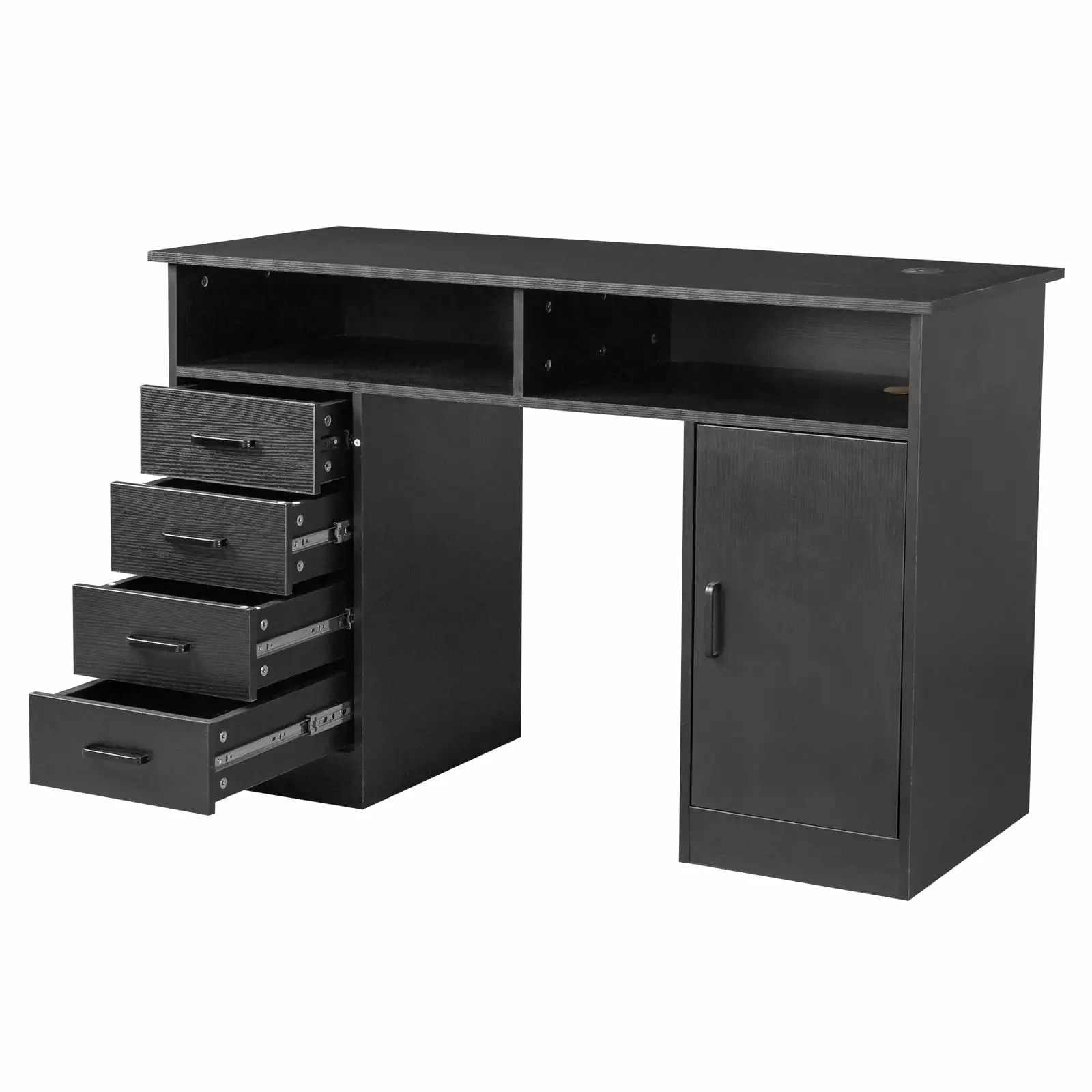SamyoHome Chipboard Computer Desk Black Laptop PC Work Table Home Drawer Keyboard Tray FCH