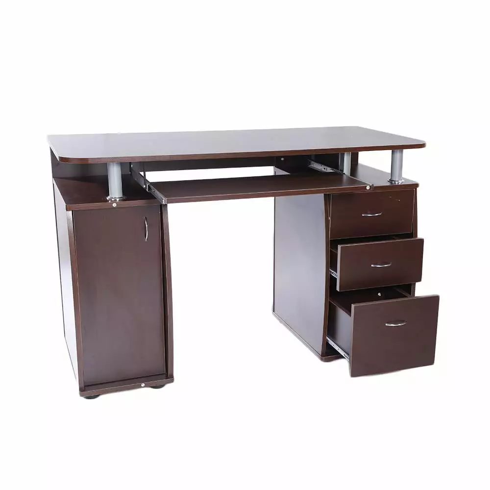 UBesGoo Wood Computer Desk 3 Drawers Bookcase Home Office FCH