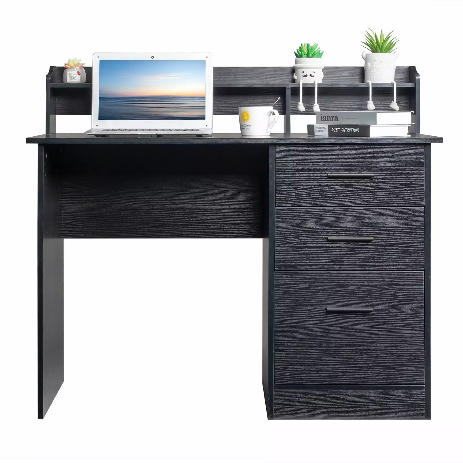 Zimtown Black Computer Desk Storage Layer and 3 Drawers Gaming and Study FCH