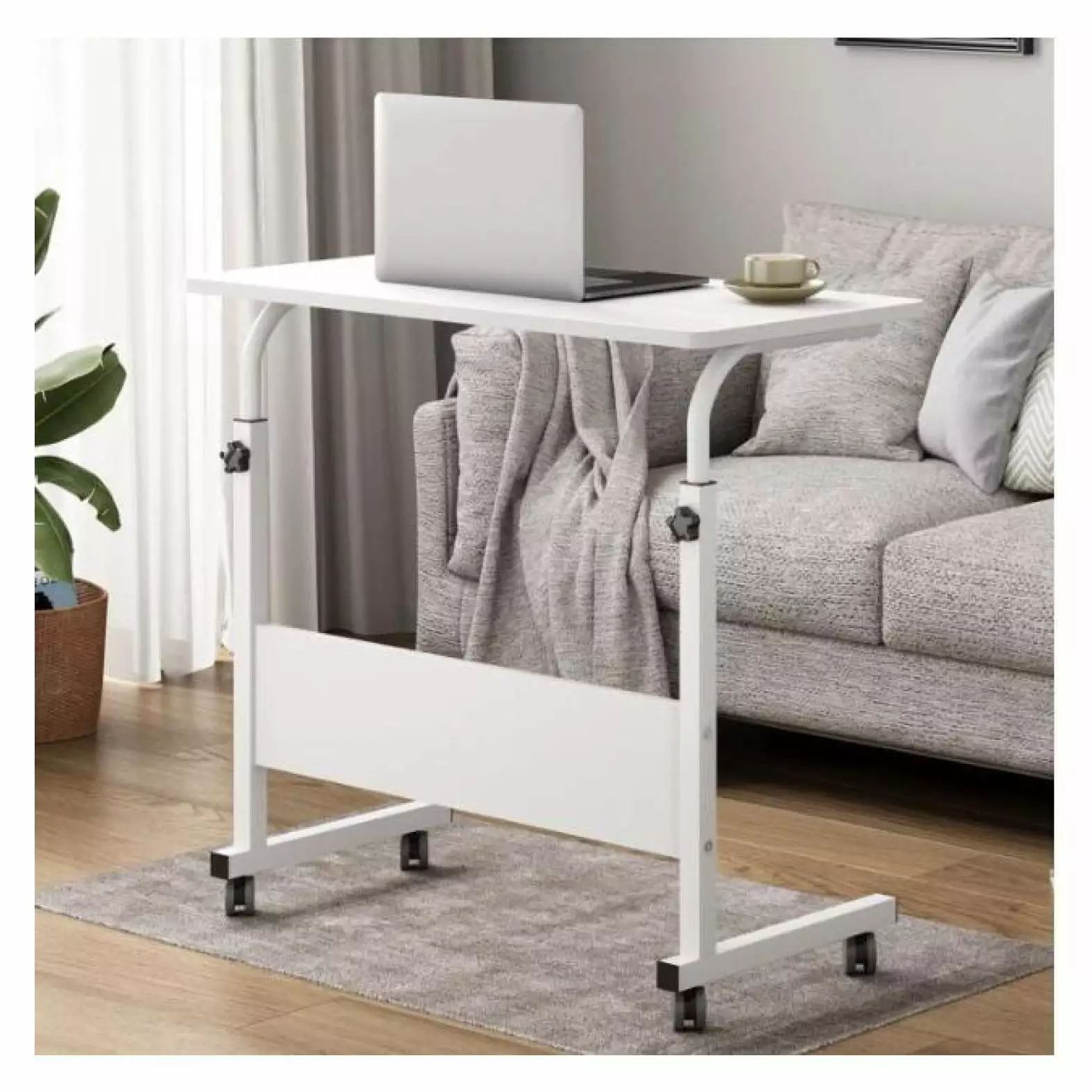 FENG20 Computer Desk Wheels Movable Height Adjustable Sitting Desk