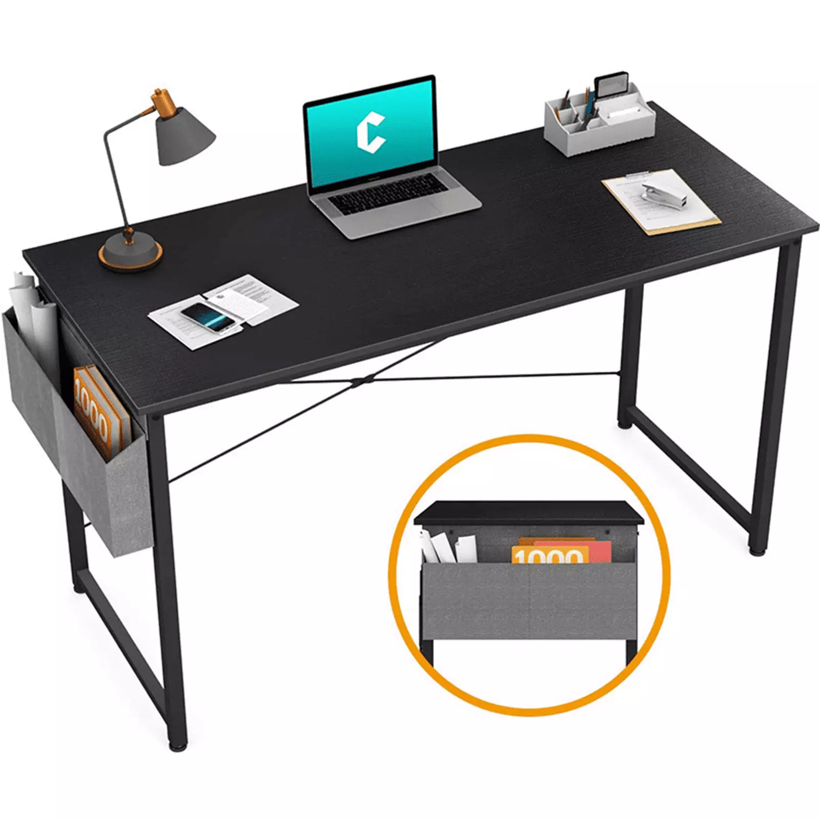WM 32 Inch Black Computer Desk Storage Bag Home Office and Teens FHWM-C