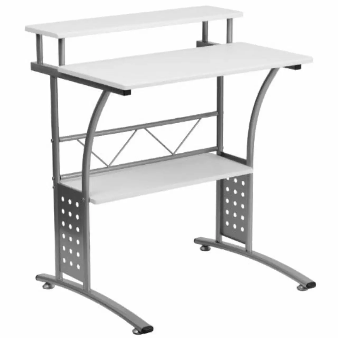 Flash Furniture Clifton Computer Desk - White Home Office Desk Monitor Shelf