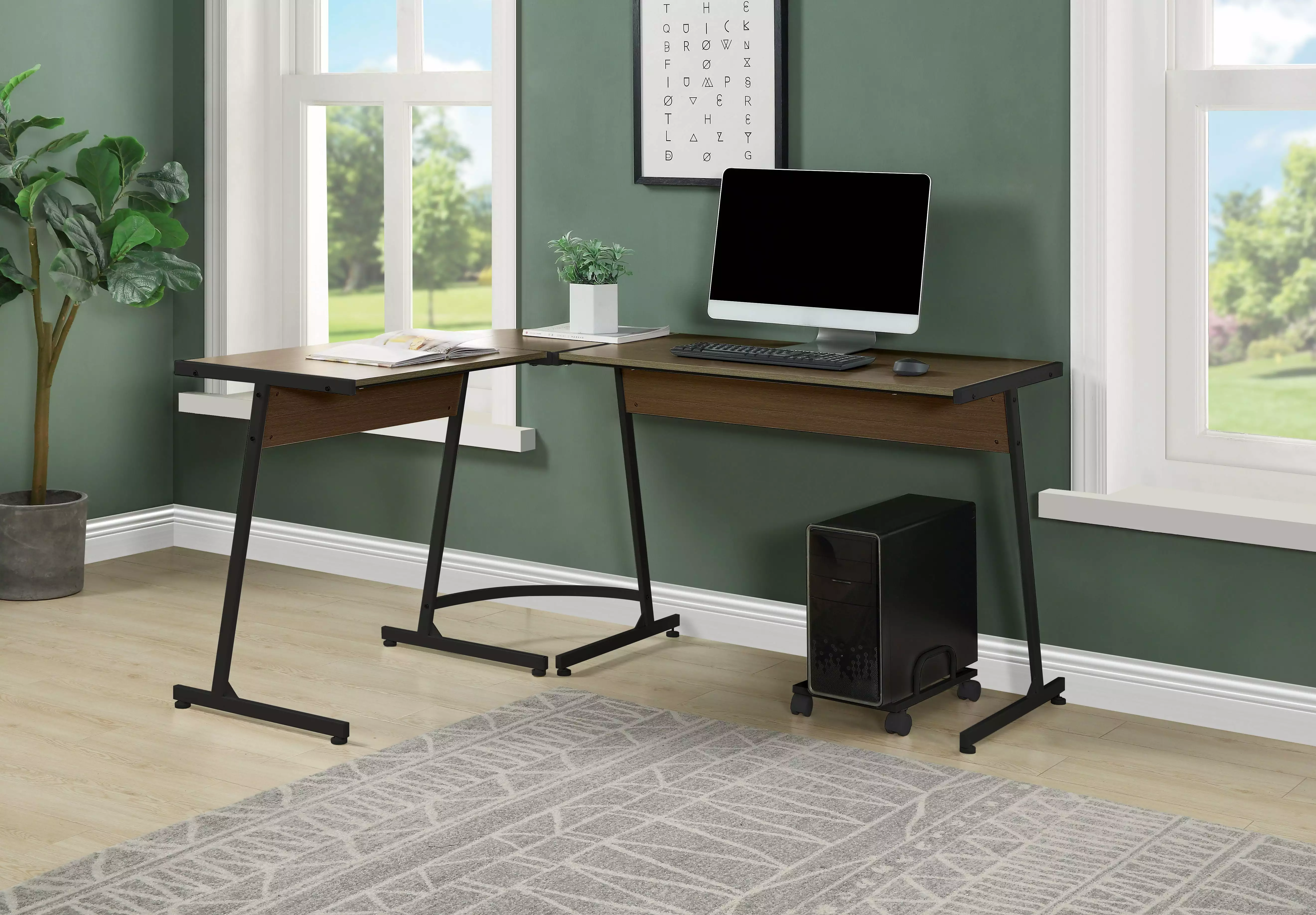 GeeHome Dazenus Computer Desk Black Finish Modern Home Office Workstation