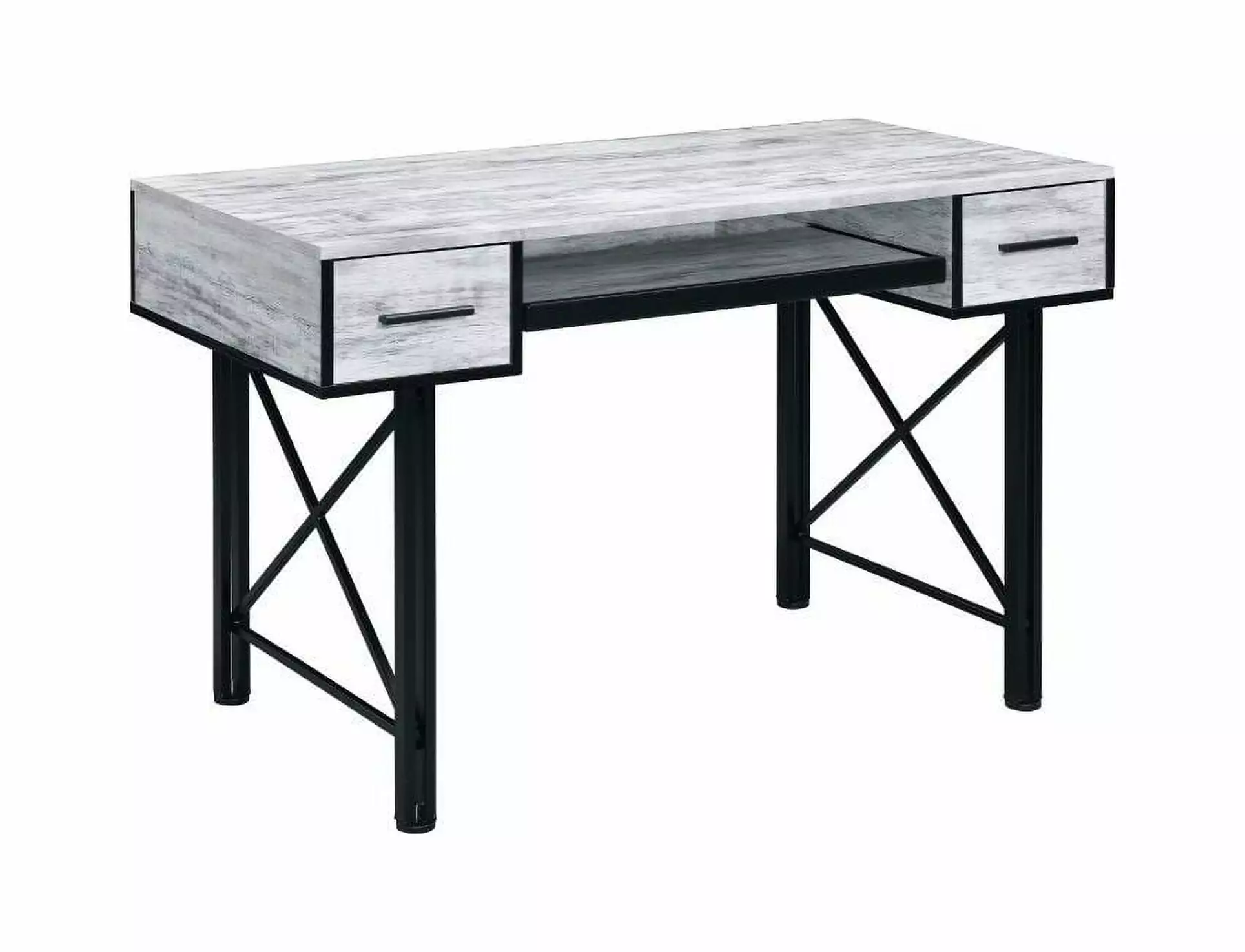 GeeHome Settea Computer Desk Antique White Black Finish Compact Workstation