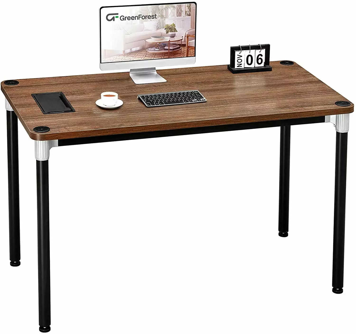 GreenForest Computer Desk Home Office Writing Small Desk Modern Simple PC Table Walnut 47 Green Forest