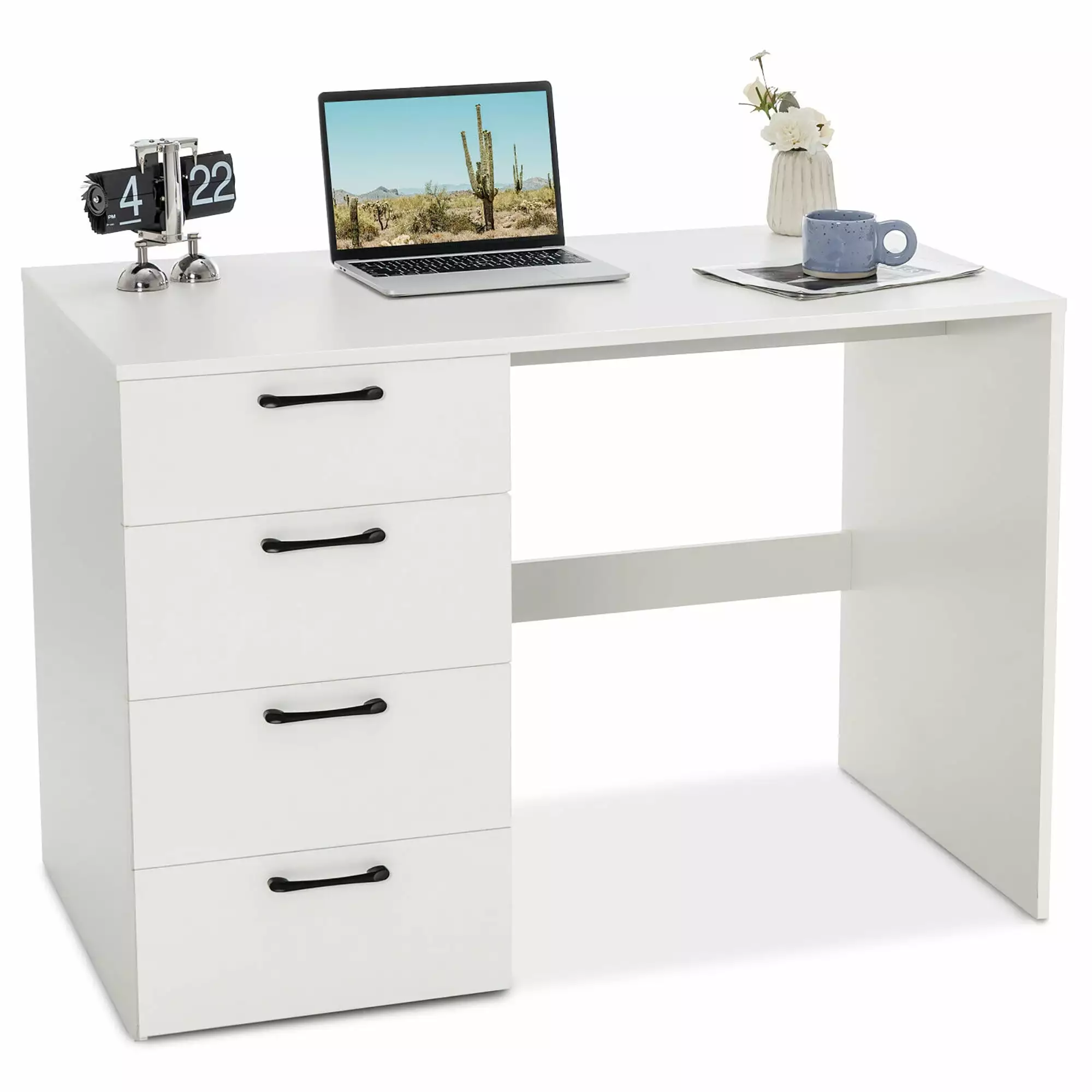 Gymax Computer Desk Study Writing Workstation Vanity Table Home Office 4 Drawers