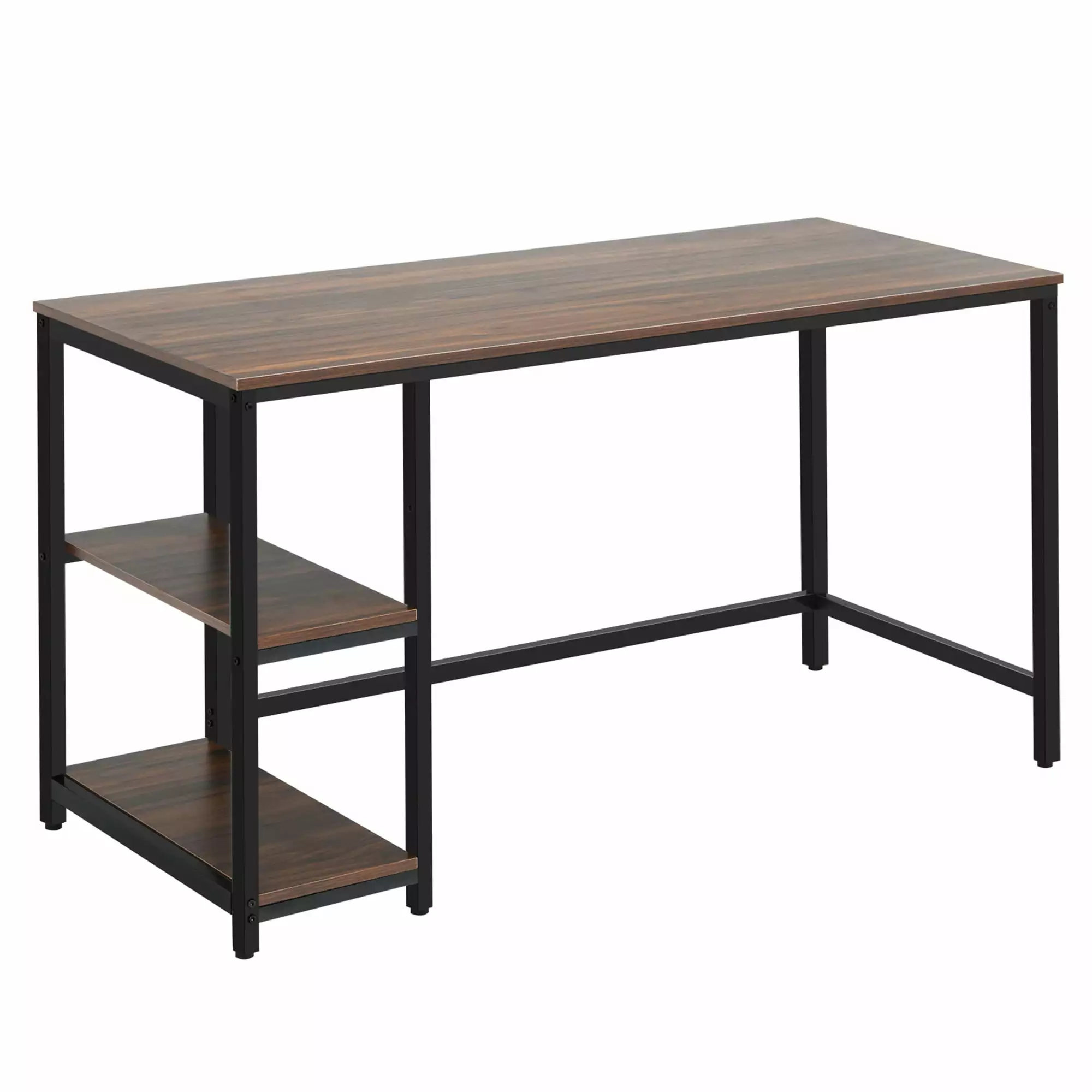 Gymax 55 Inch Office Study Table Computer Desk Adjustable Shelf Coffee Finish